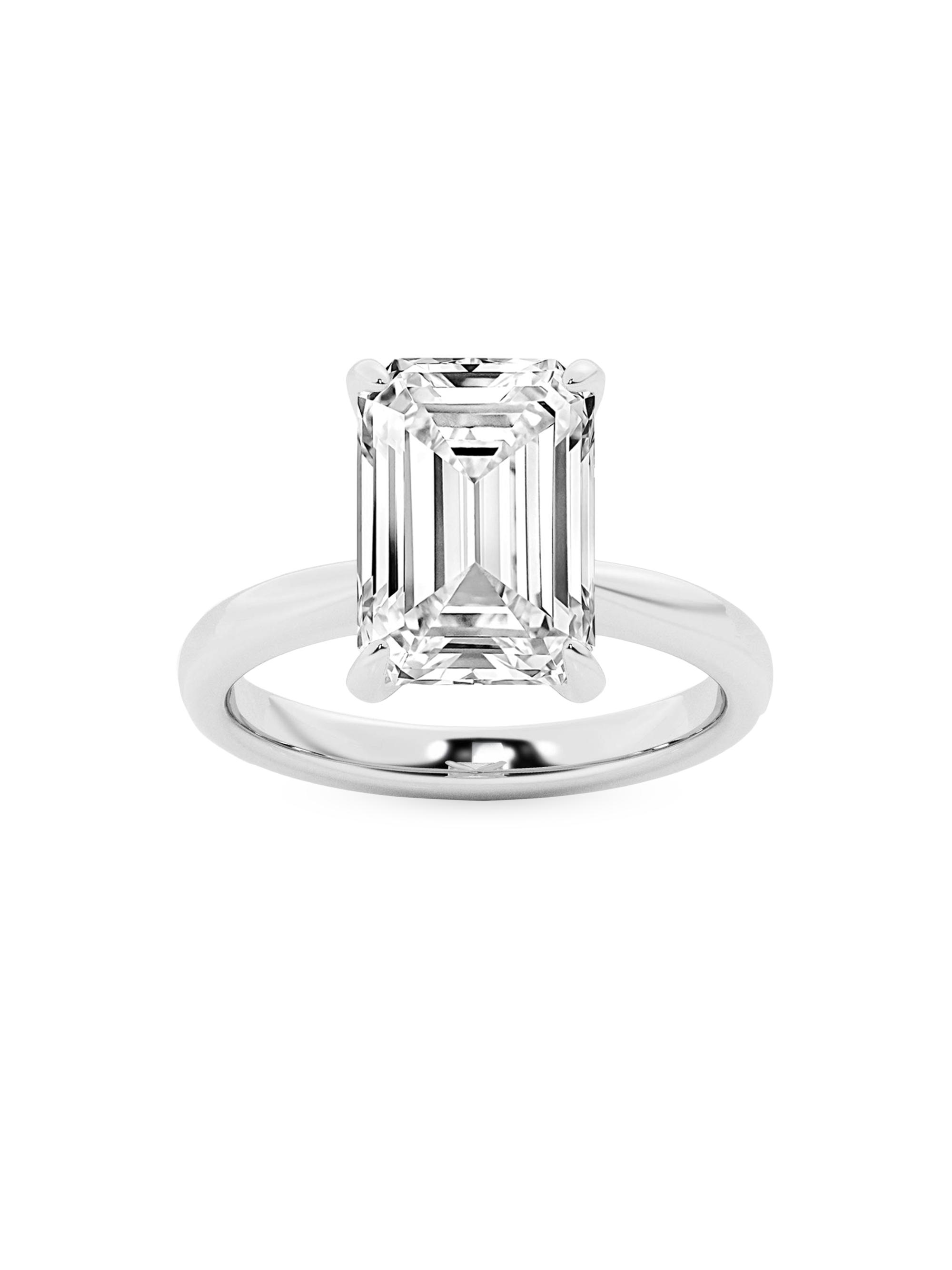 Saks Fifth Avenue Collection Women's 14K White Gold & 5.5 TCW Emerald-Cut Lab-Grown Diamond Solitaire Ring - White Gold