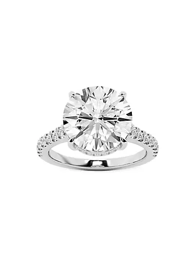 14K White Gold & 4.5ct Lab-Grown Diamond Engagement Ring