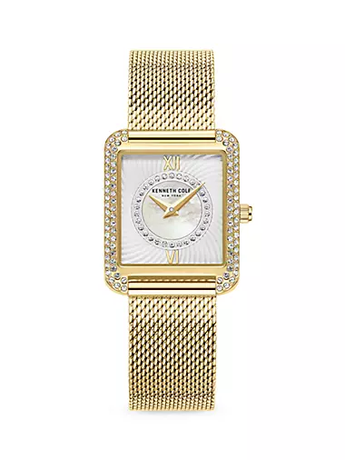 Goldtone Stainless Steel & Crystal Bracelet Watch