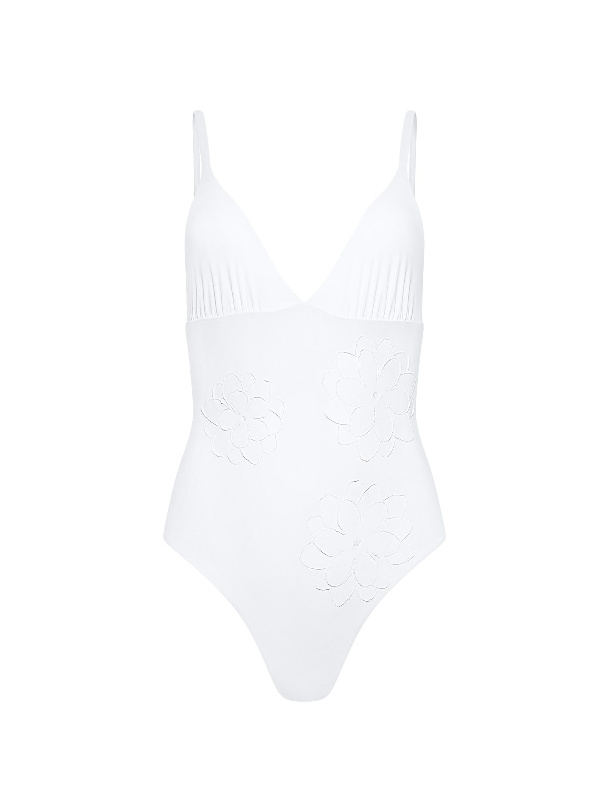 Tabacaru Swim Women's Catherine With Floral Applique Swimsuit - White