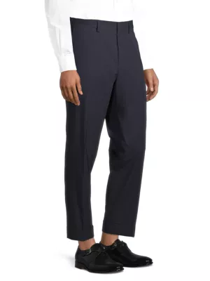 Dries Van Noten Men's Philip Cropped Cotton Pants - Navy - Size 38