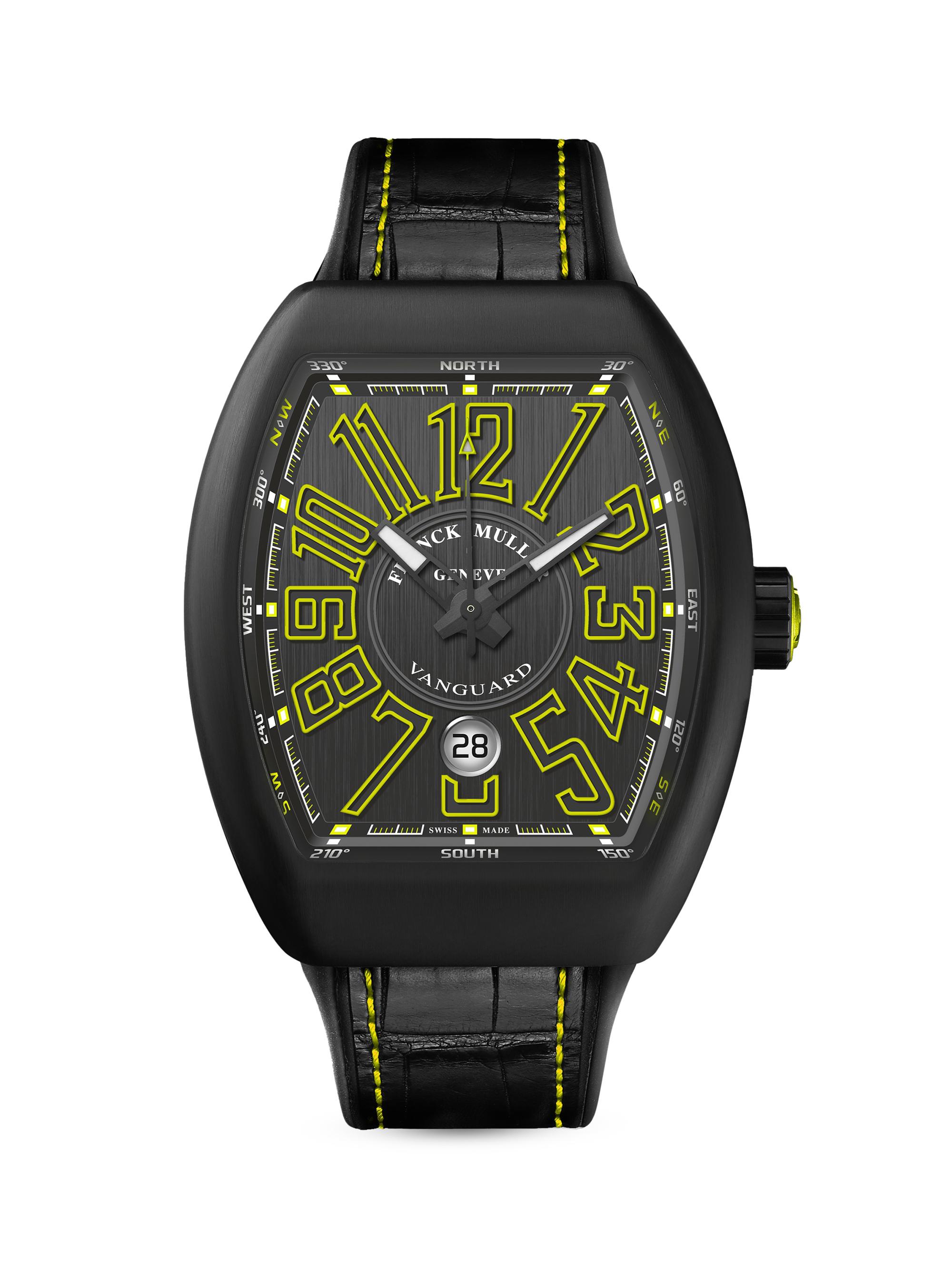 Franck Muller Men's Vanguard Kypton Black Titanium & Alligator-Effect Leather Watch