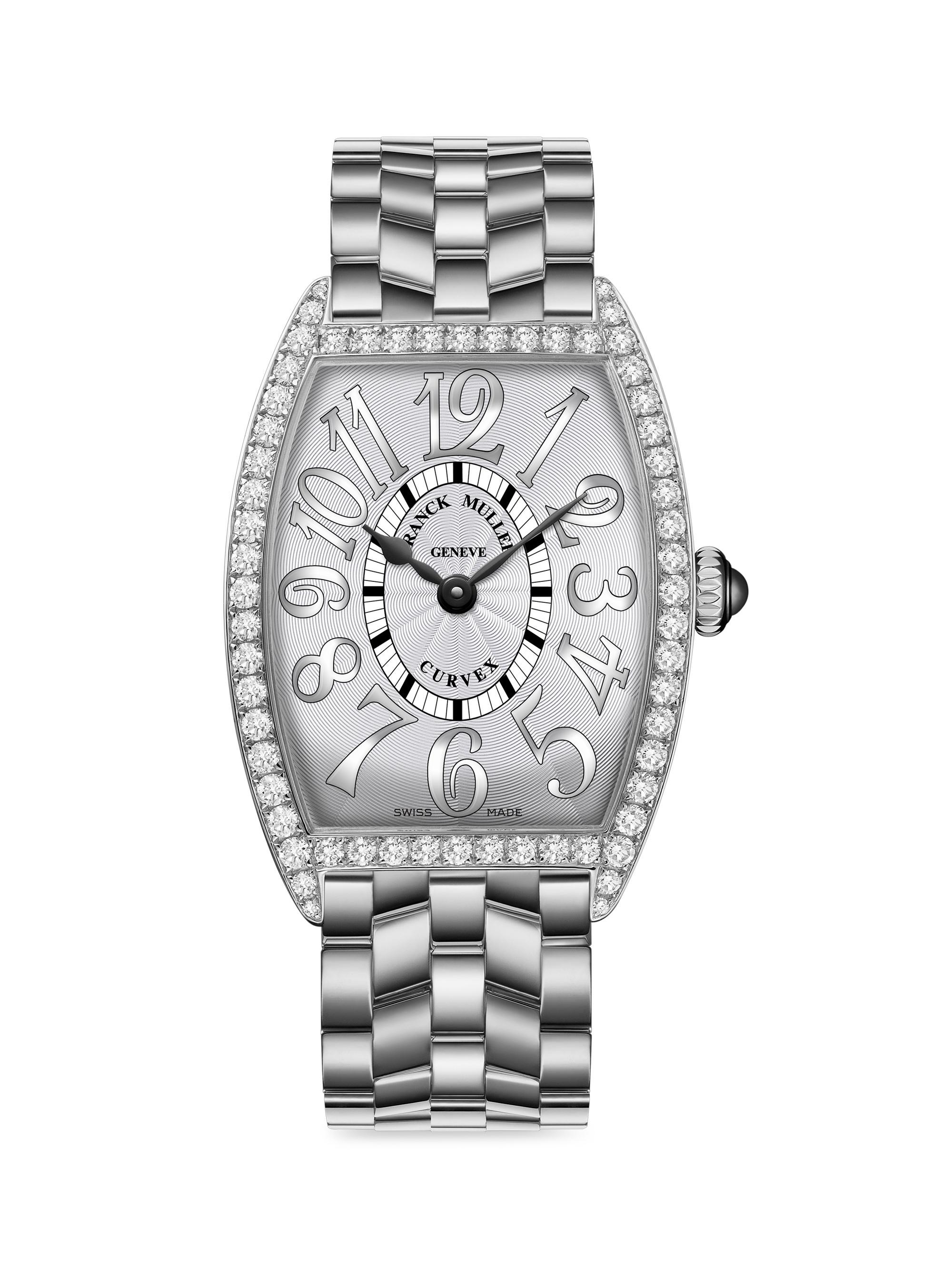 Franck Muller Women's Cintrée Curvex Stainless Steel & 0.78 TCW Diamond Bracelet Watch