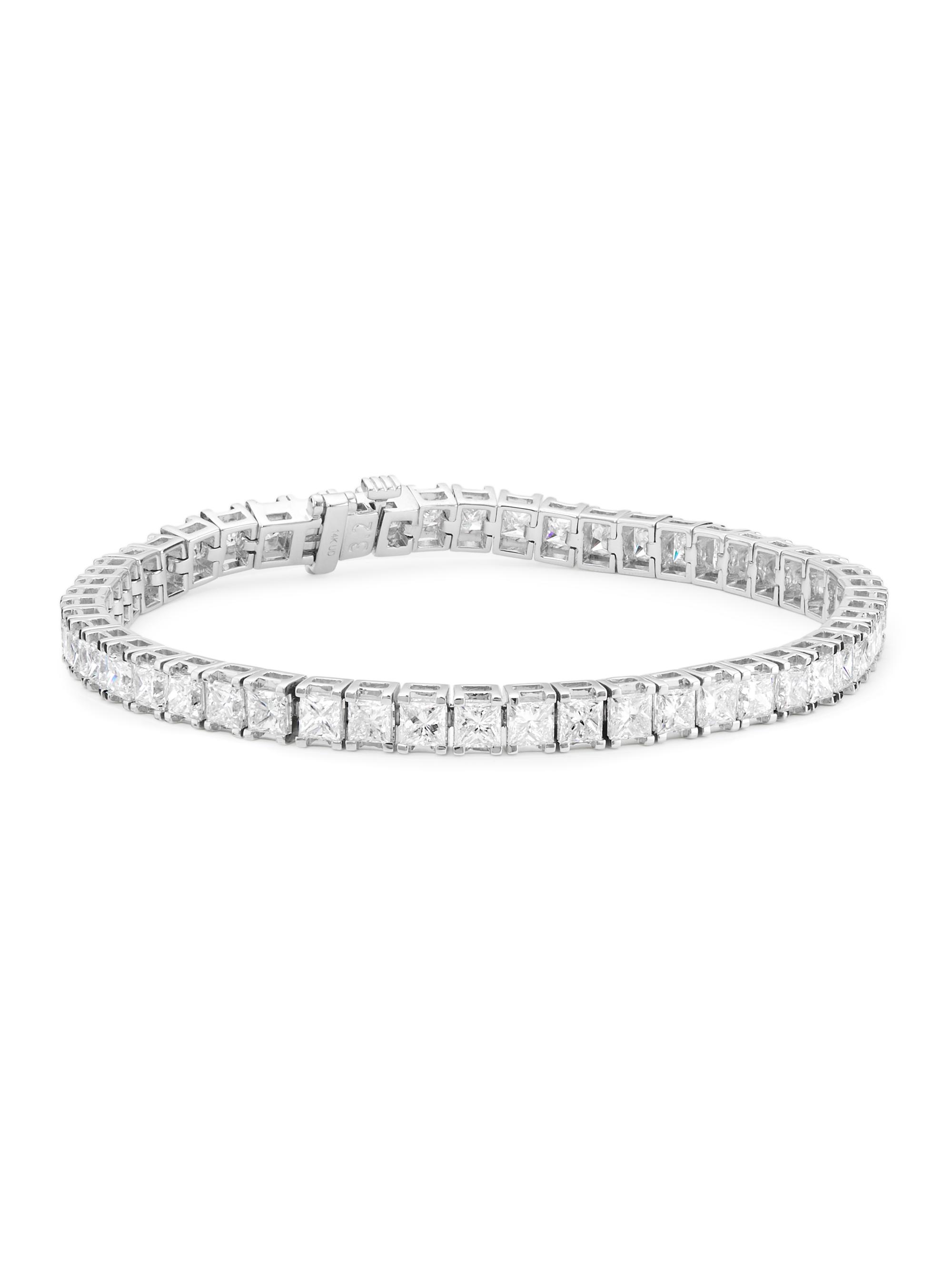 Saks Fifth Avenue Collection Women's 14K White Gold & 10.00 TCW Princess-Cut Diamond Tennis Bracelet - White Gold