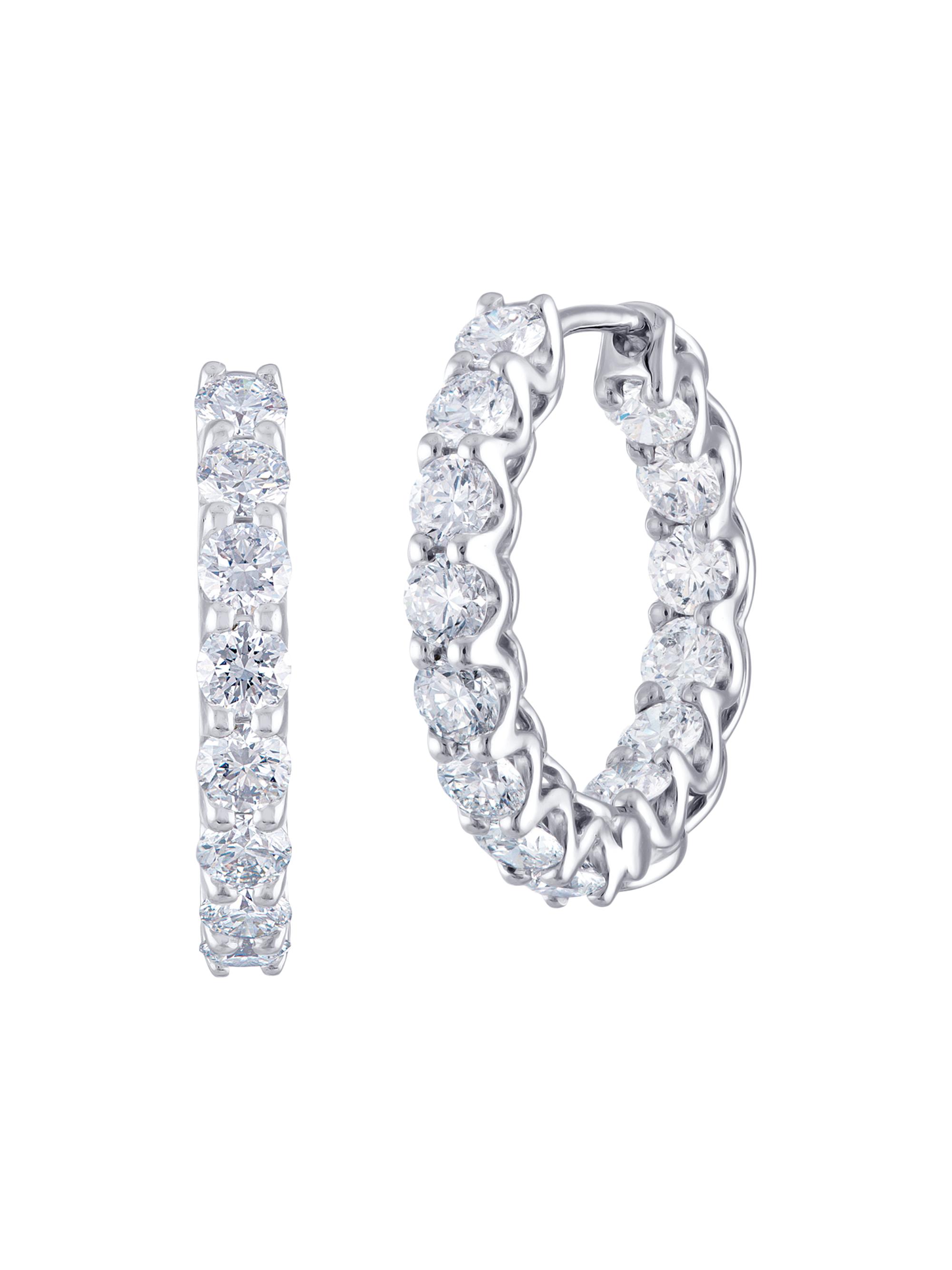 Saks Fifth Avenue Collection Women's 14K White Gold & 2 TCW Natural Diamond Inside-Out Hoop Earrings - White Gold