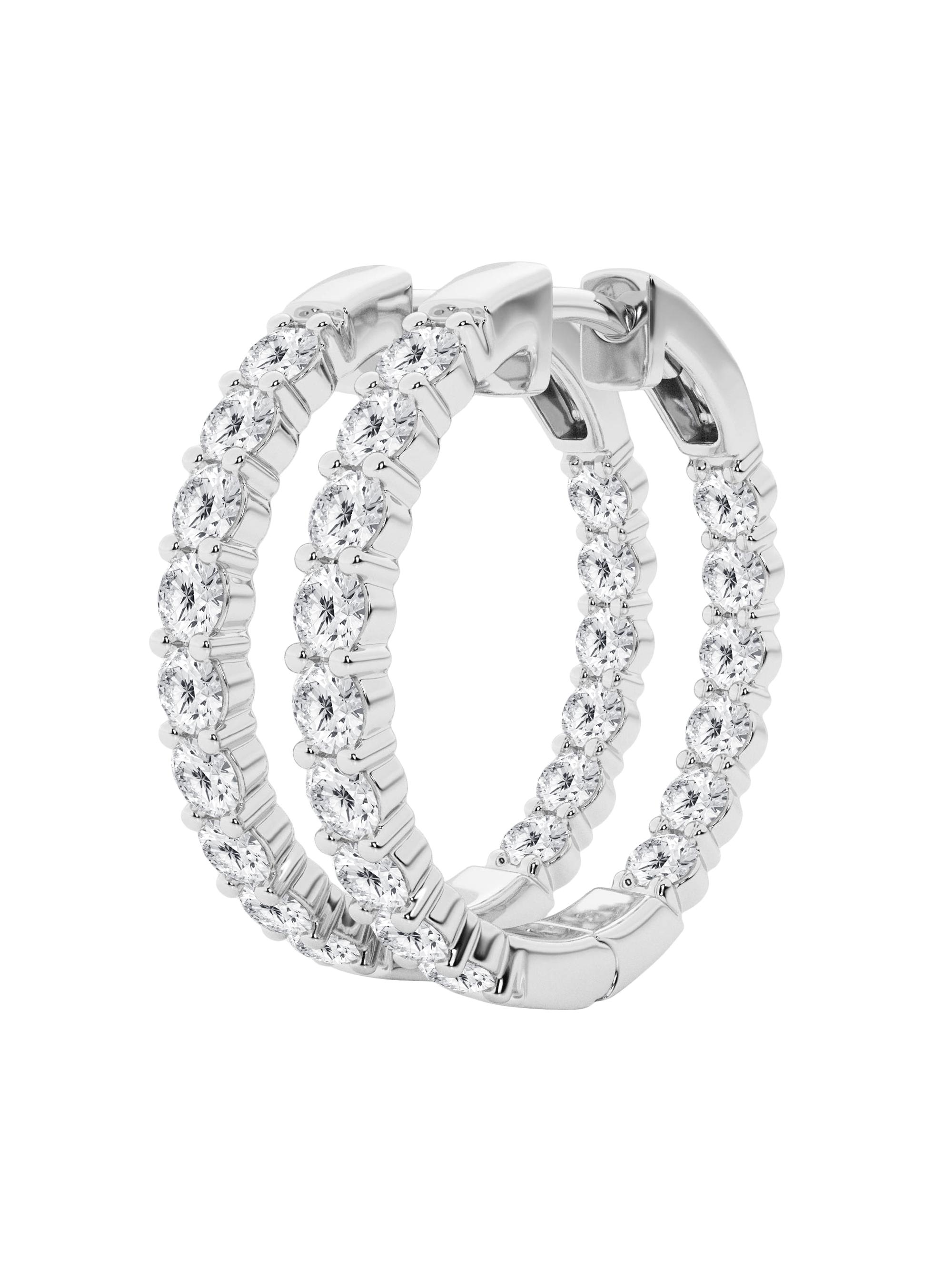 Saks Fifth Avenue Collection Women's 14K White Gold & 4 TCW Diamond Inside-Out Hoop Earrings - White Gold