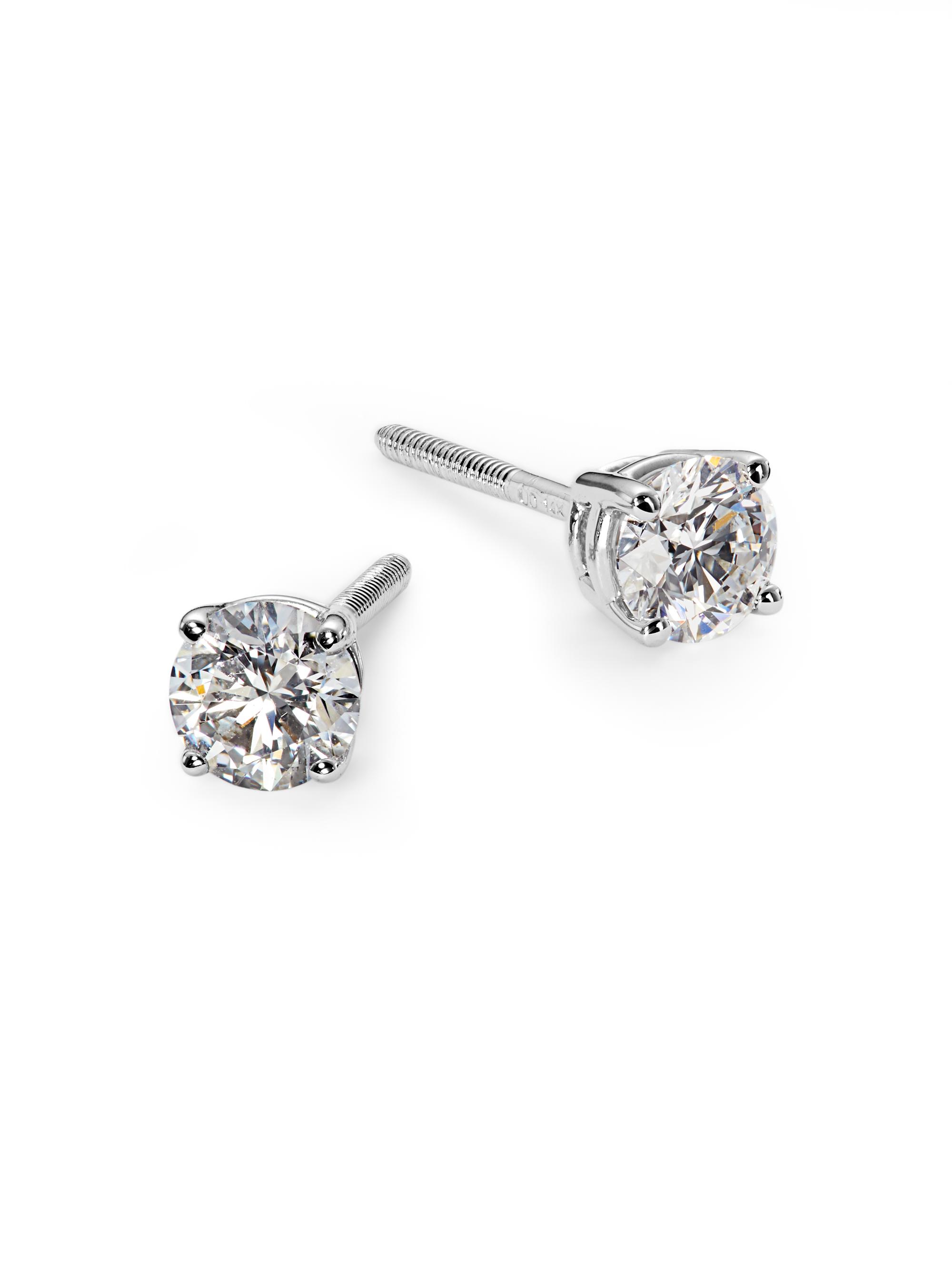 Saks Fifth Avenue Collection Women's 14K White Gold & 0.6 TCW Round Natural Diamond Stud Earrings - White Gold