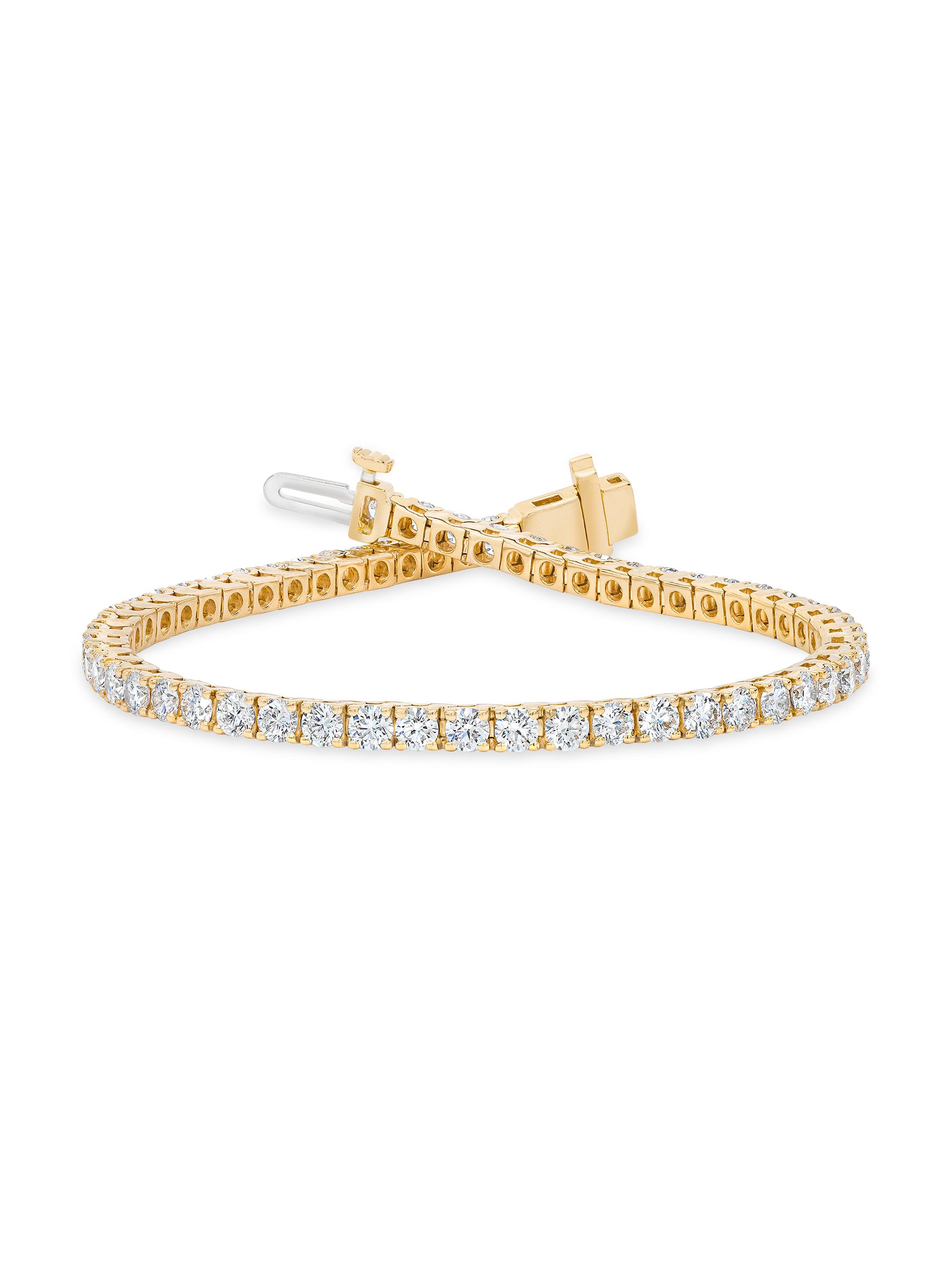 Saks Fifth Avenue Collection Women's 14K Yellow Gold & 5 TCW Round Natural Diamond Tennis Bracelet - Yellow Gold