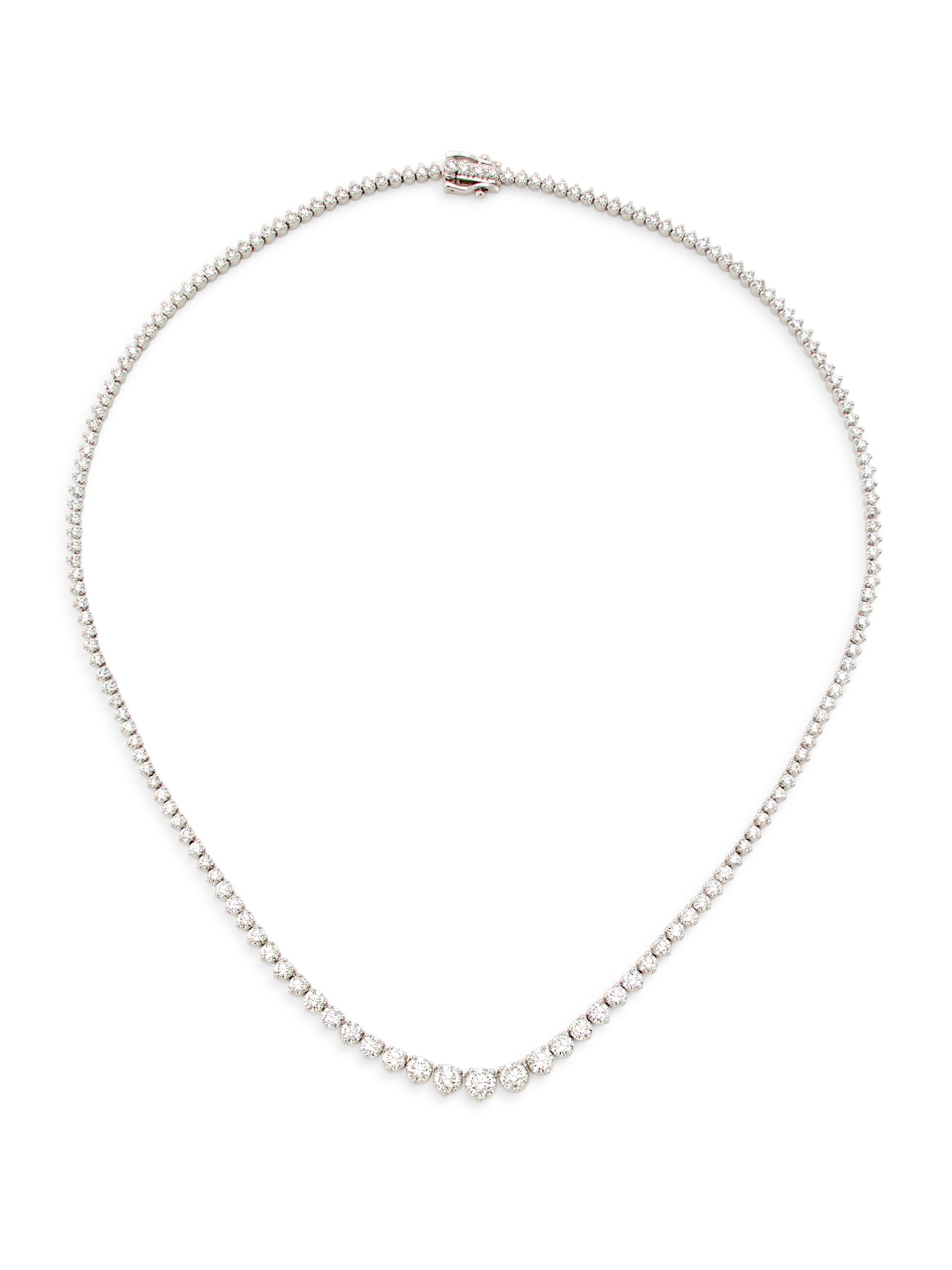 Saks Fifth Avenue Collection Women's 14K White Gold & 10 TCW Natural Diamond Tennis Necklace - White
