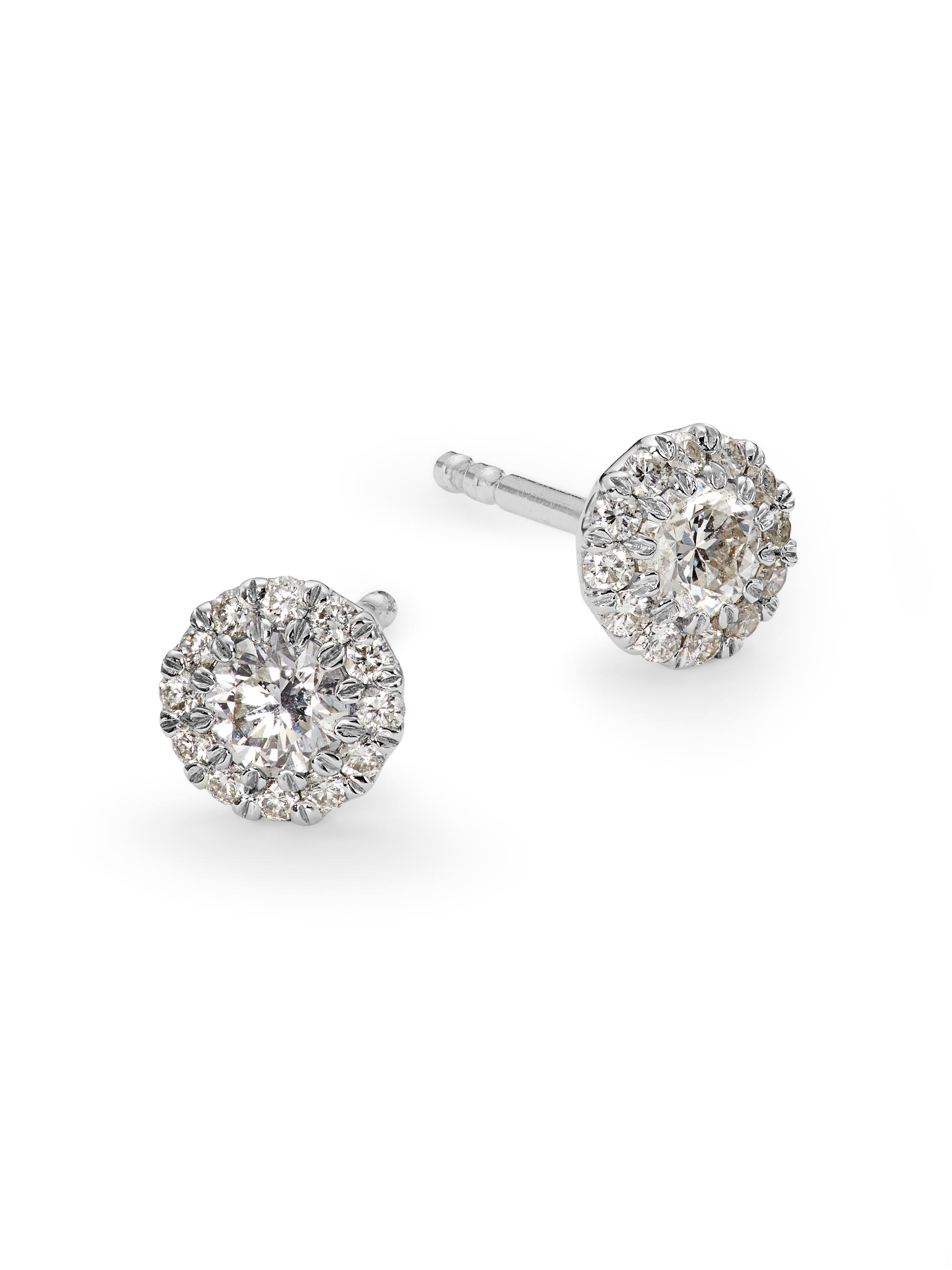 Saks Fifth Avenue Collection Women's 14K White Gold & 0.35 TCW Natural Diamond Halo Stud Earrings - White Gold