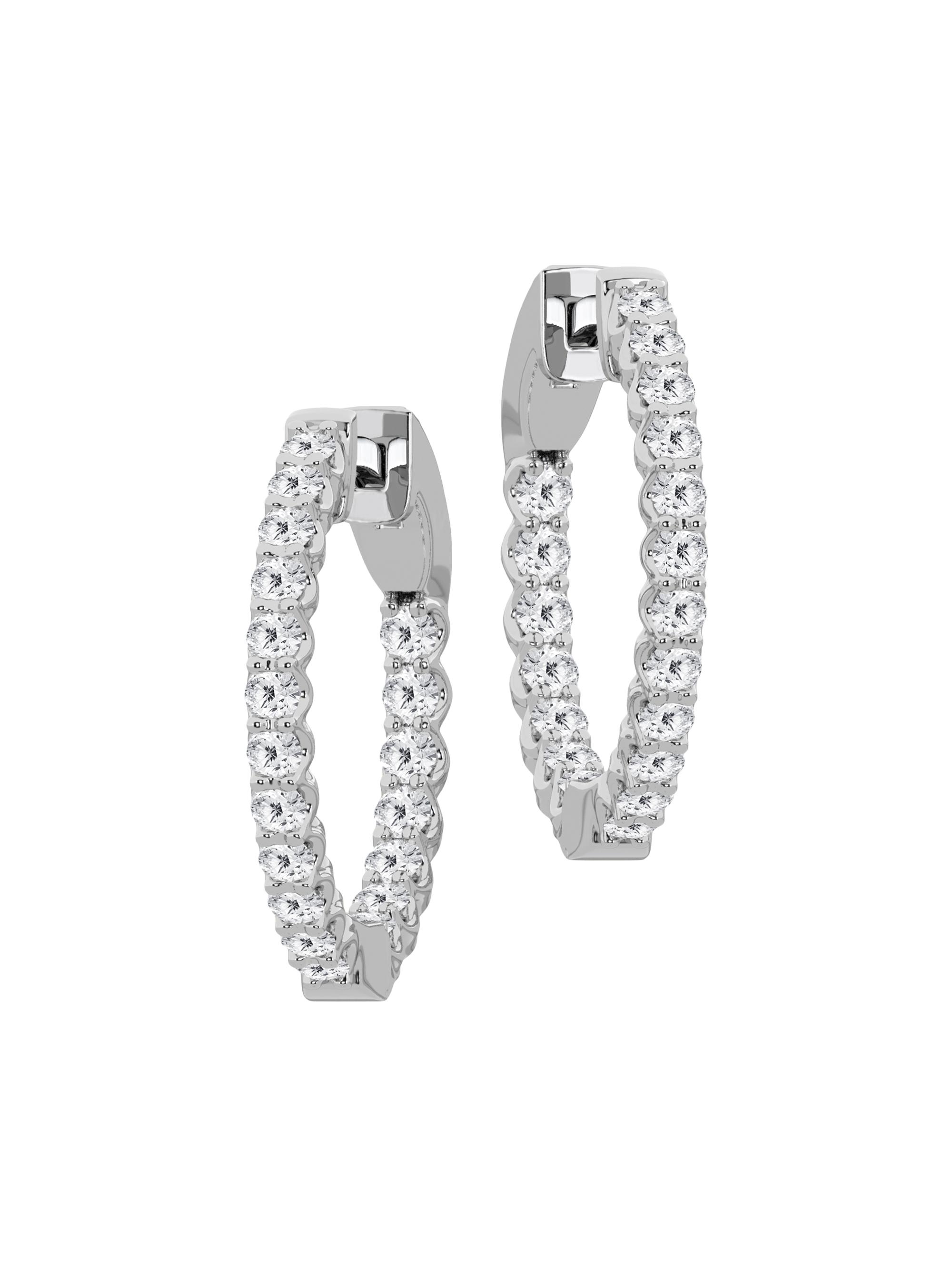 Saks Fifth Avenue Collection Women's 14K White Gold & 1 TCW Diamond Inside-Out Hoop Earrings - White Gold
