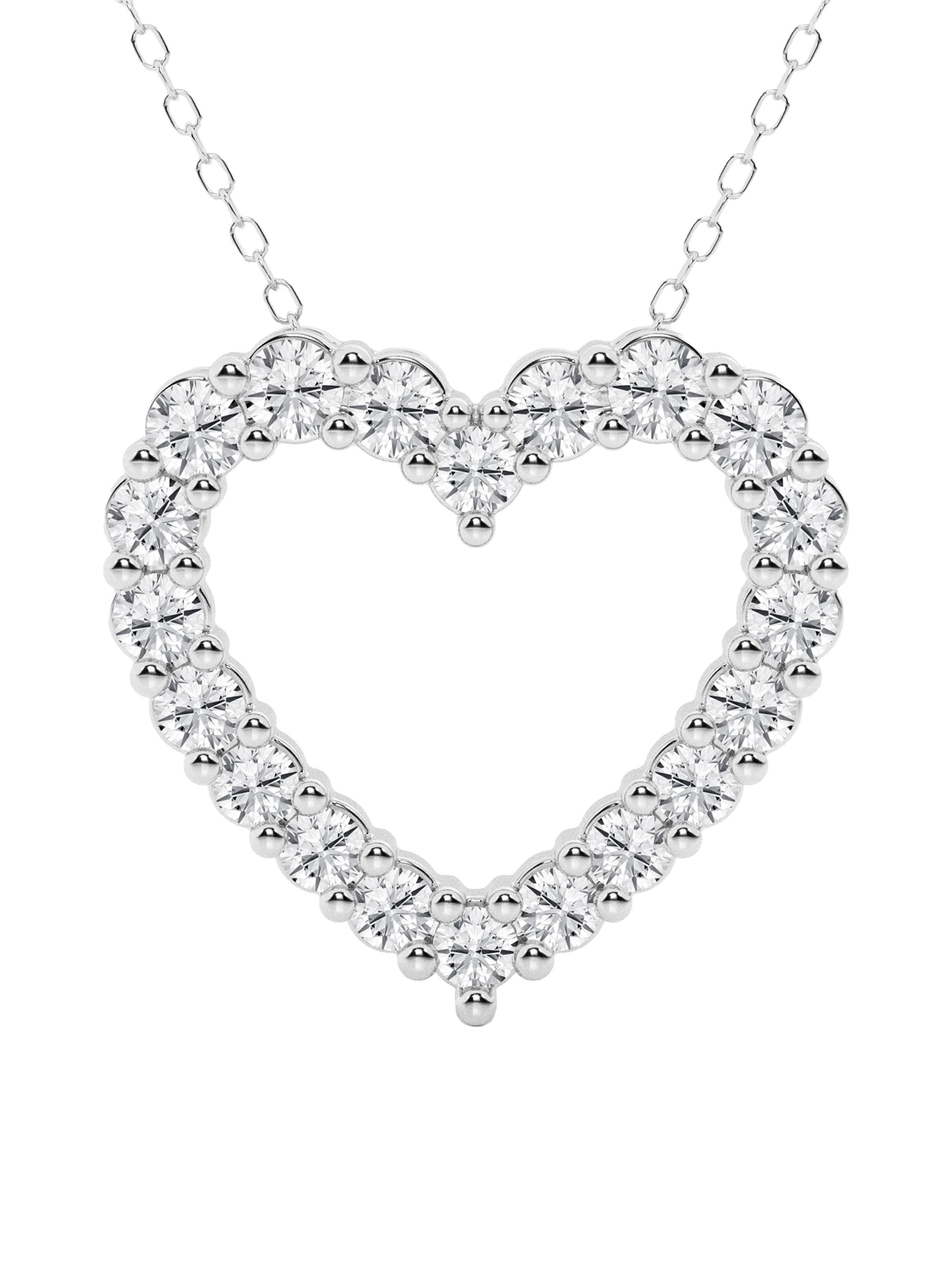 Saks Fifth Avenue Collection Women's 14K White Gold & 1.00 TCW Natural Diamond Heart Pendant Necklace - White Gold