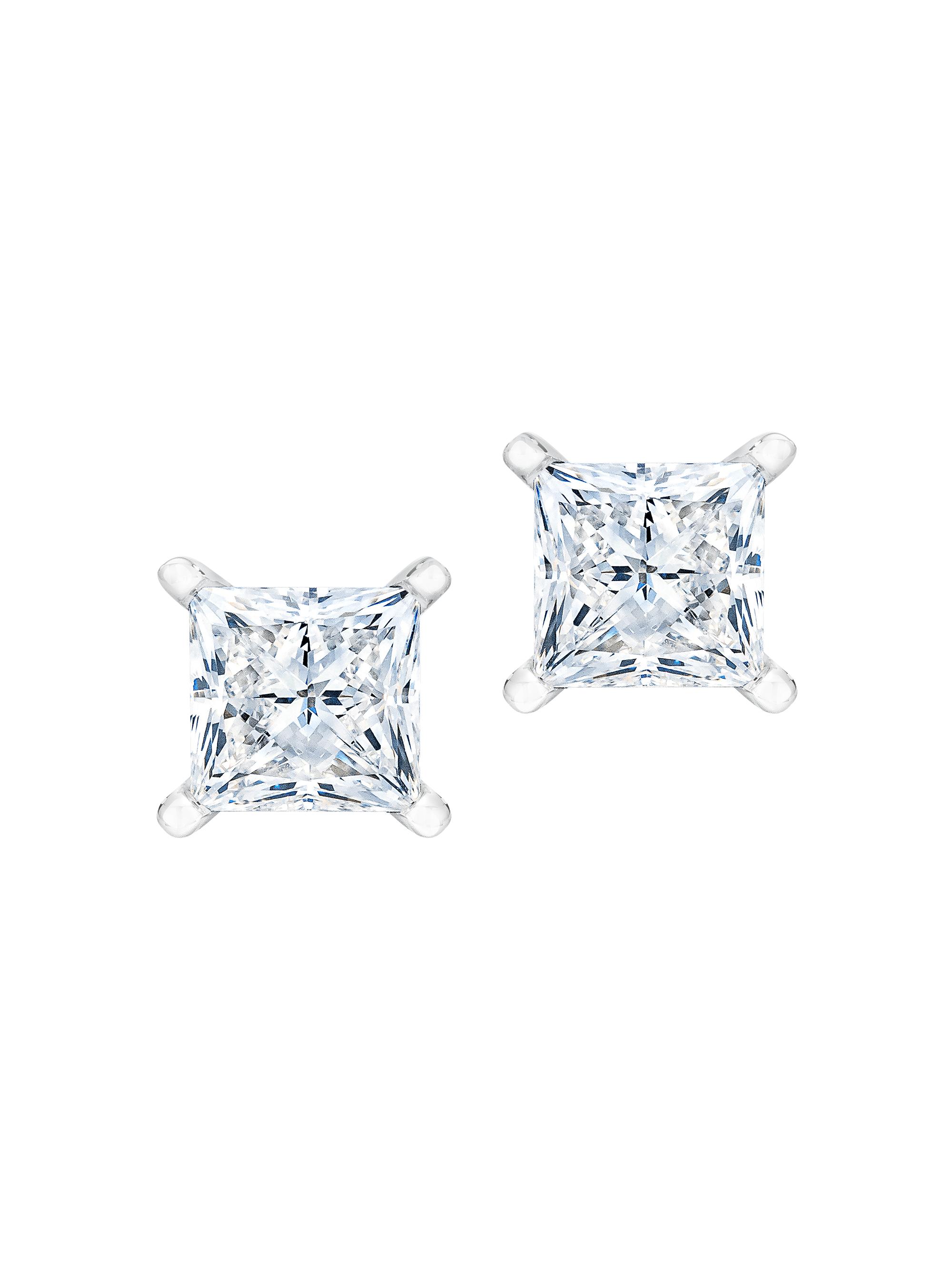 Saks Fifth Avenue Collection Women's Platinum & 1 TCW Princess-Cut Natural Diamond Stud Earrings - White Gold