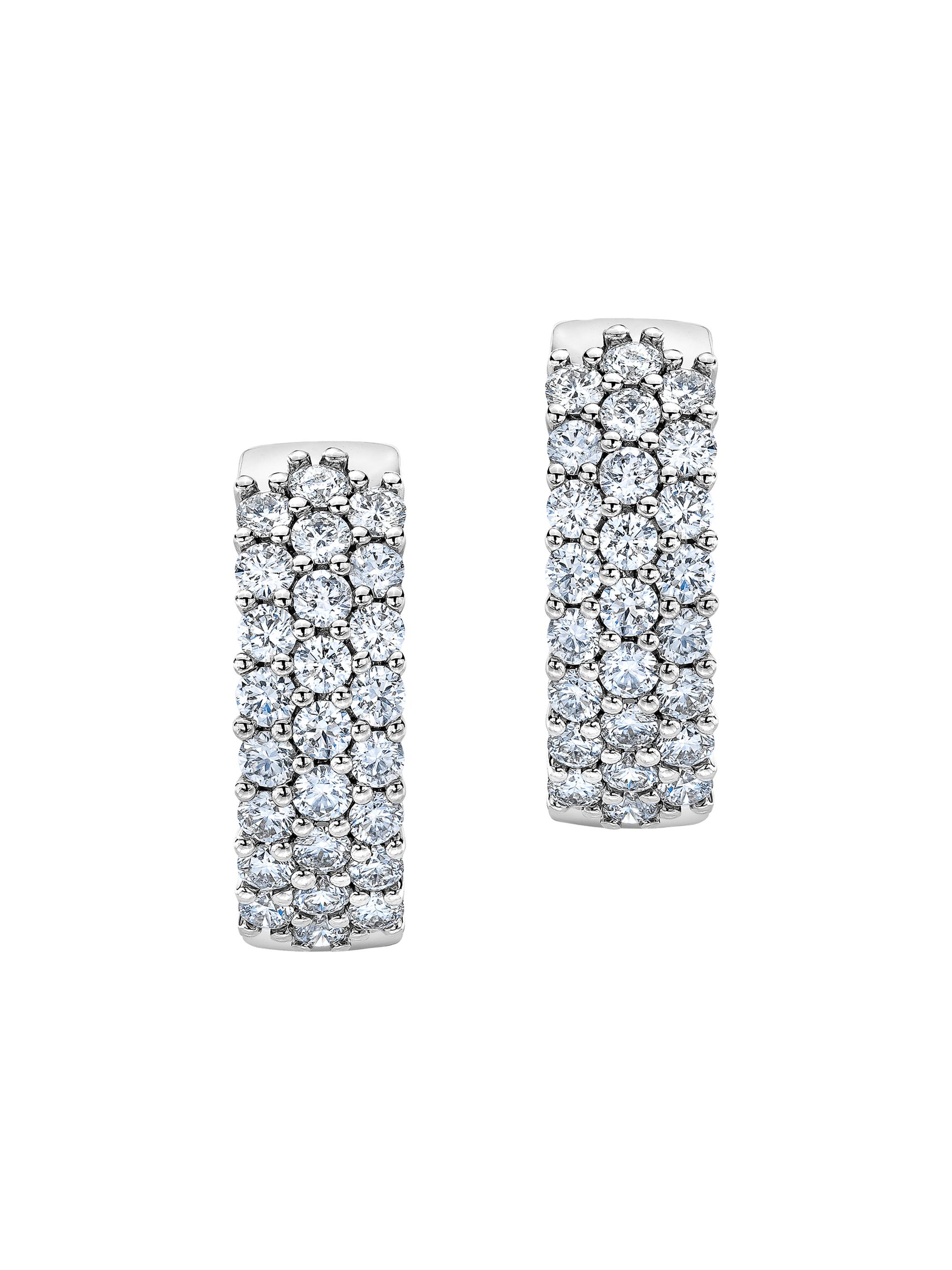 Saks Fifth Avenue Collection Women's 14K White Gold & 1 TCW Natural Diamond Hoop Earrings - White Gold