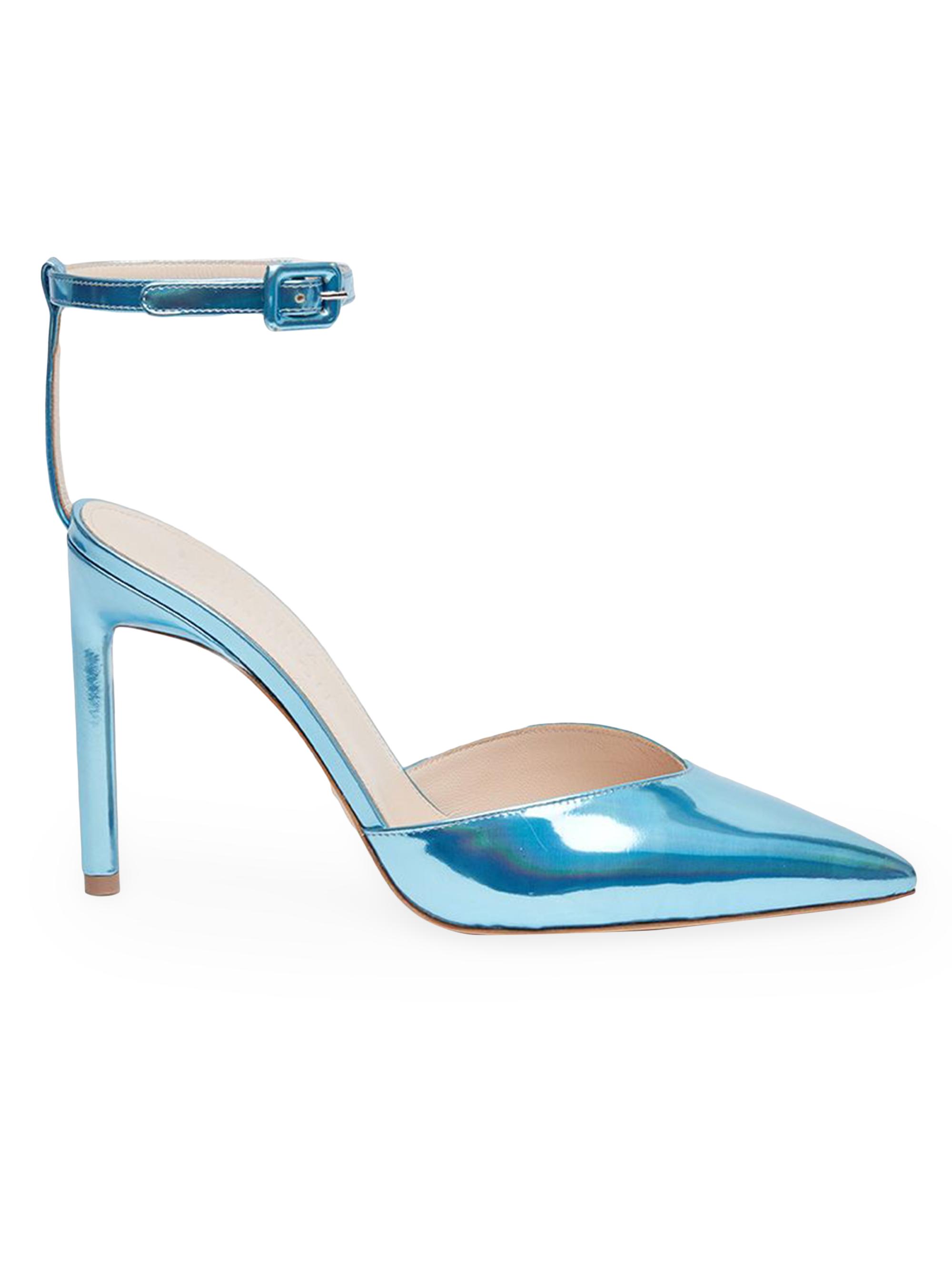 Bettina Vermillon Women's Reflex Leather Ankle Strap Pumps - Turquoise