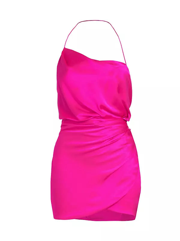 One-shoulder draped silk top in pink - The Sei