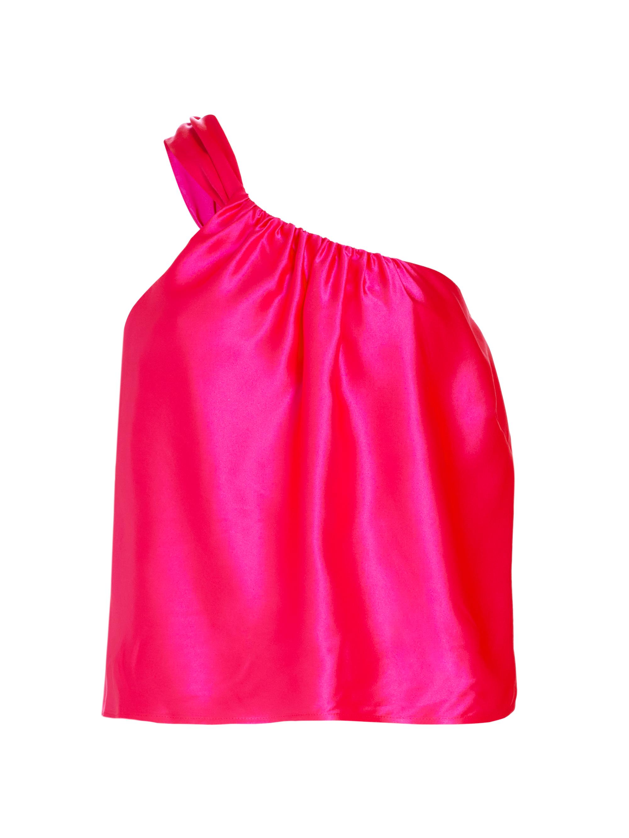 The Sei Women's Asymmetric Silk Top - Hot Pink