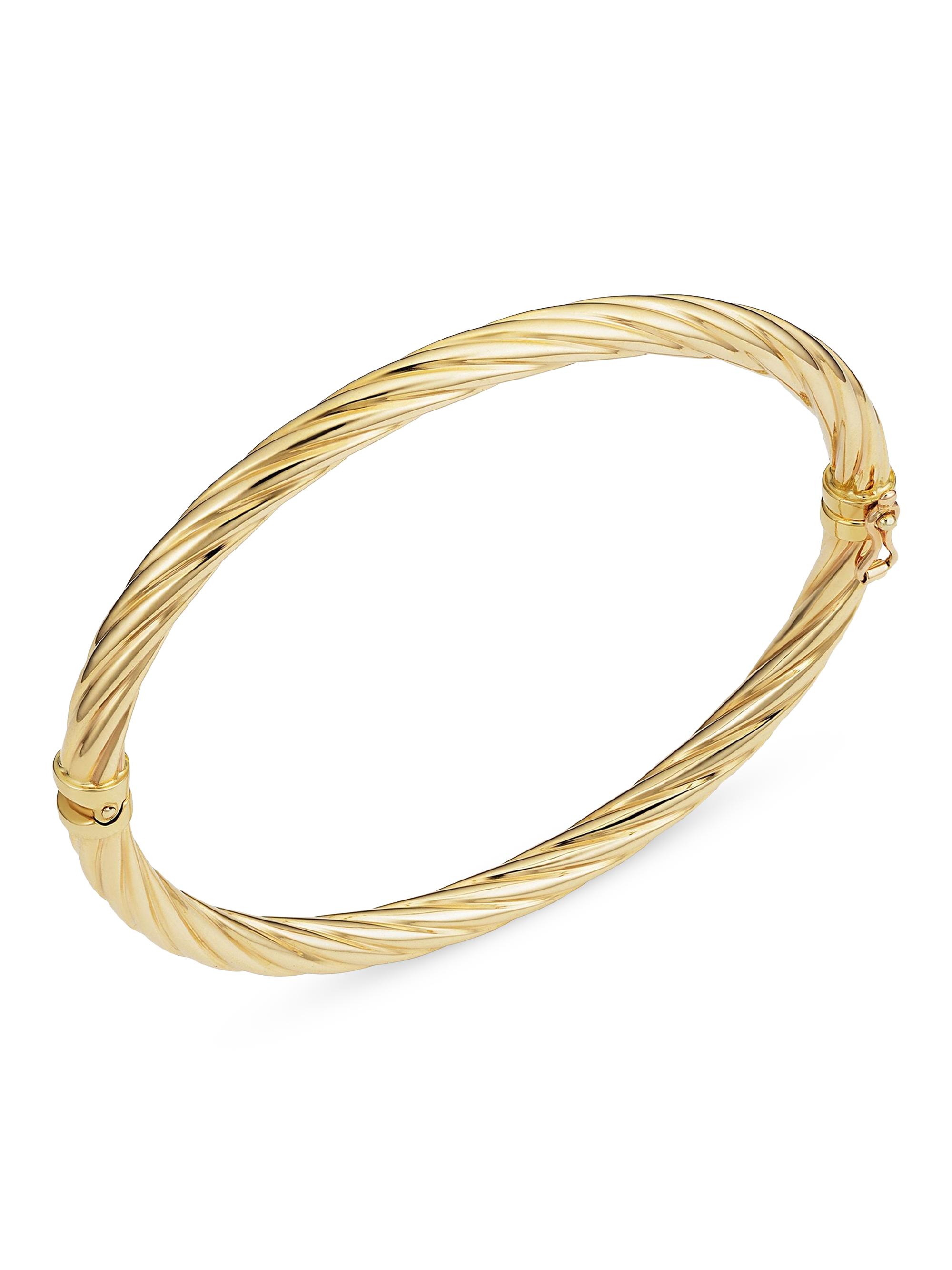 Oradina Women's 14K Yellow Solid Gold With A Twist Bangle - Yellow Gold