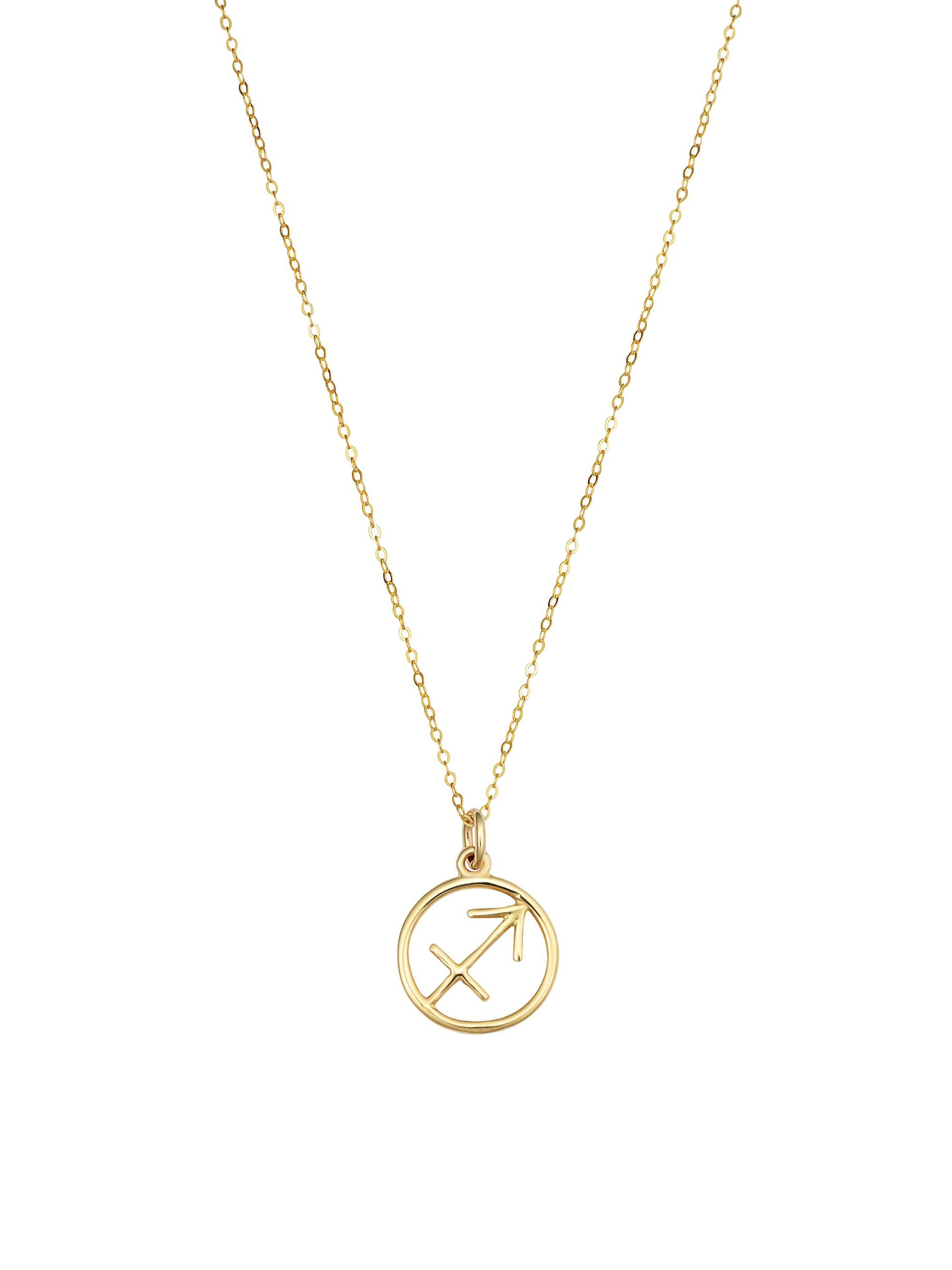 14K Yellow Solid Gold Zodiac Pendant Necklace