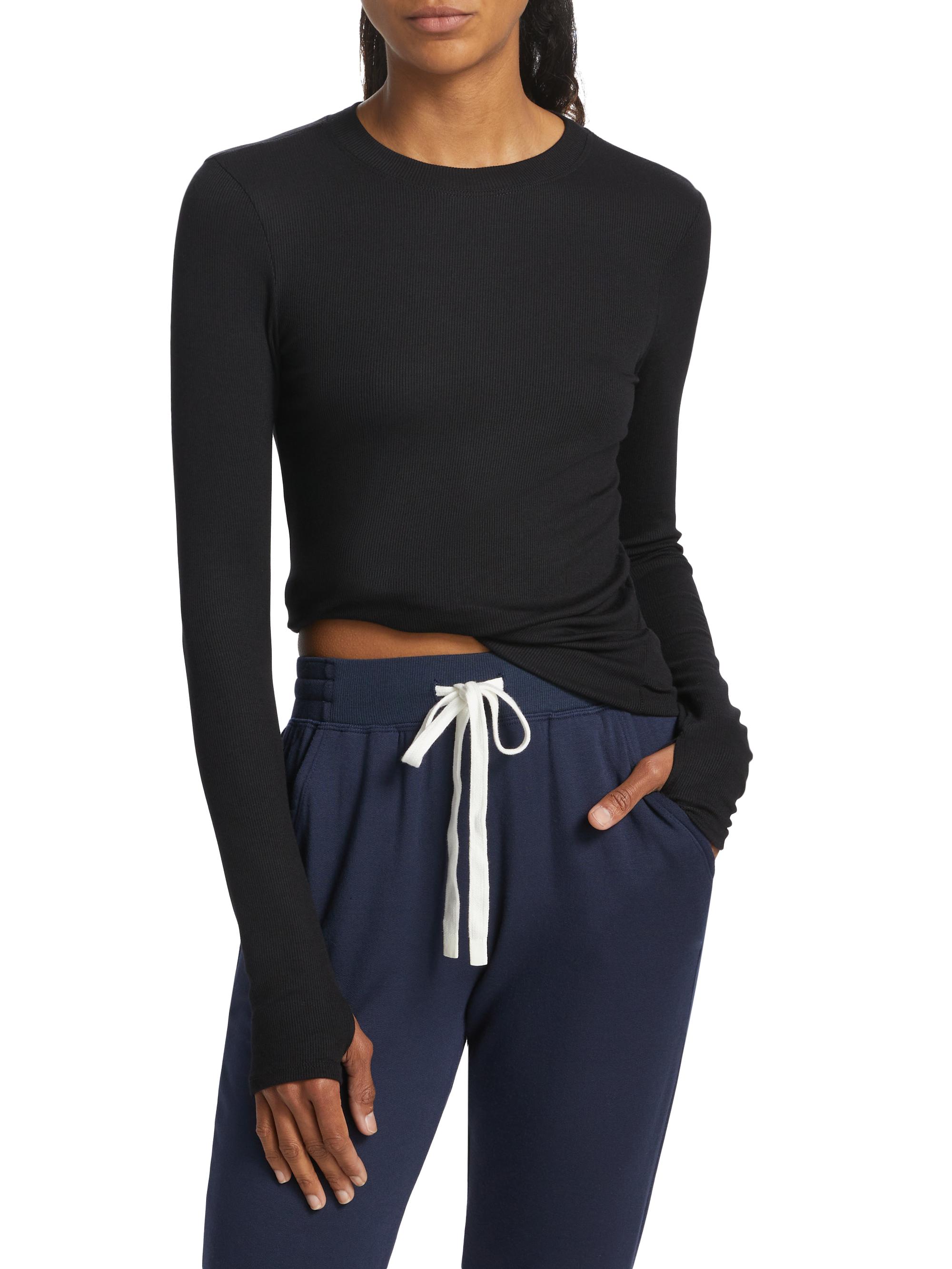 Splits59 Women's Louise Ribbed Long-Sleeve Top - Black | Thumbnail 3