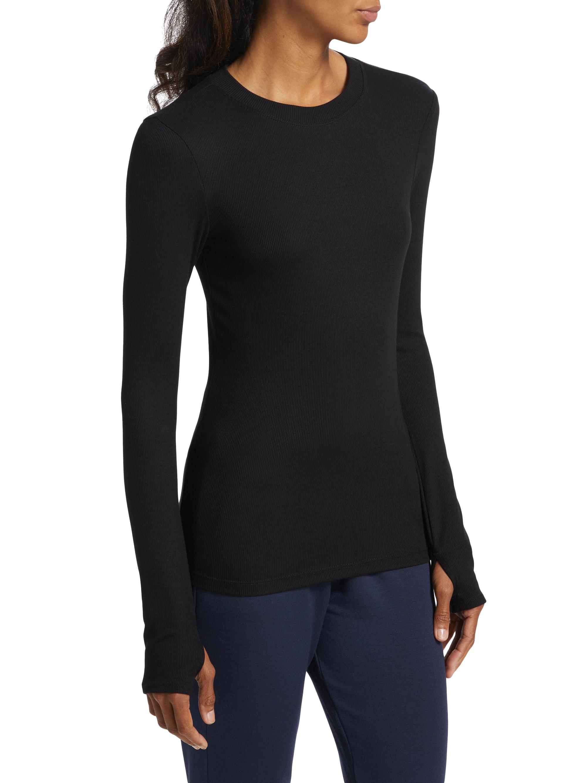 Splits59 Women's Louise Ribbed Long-Sleeve Top - Black | Thumbnail 4