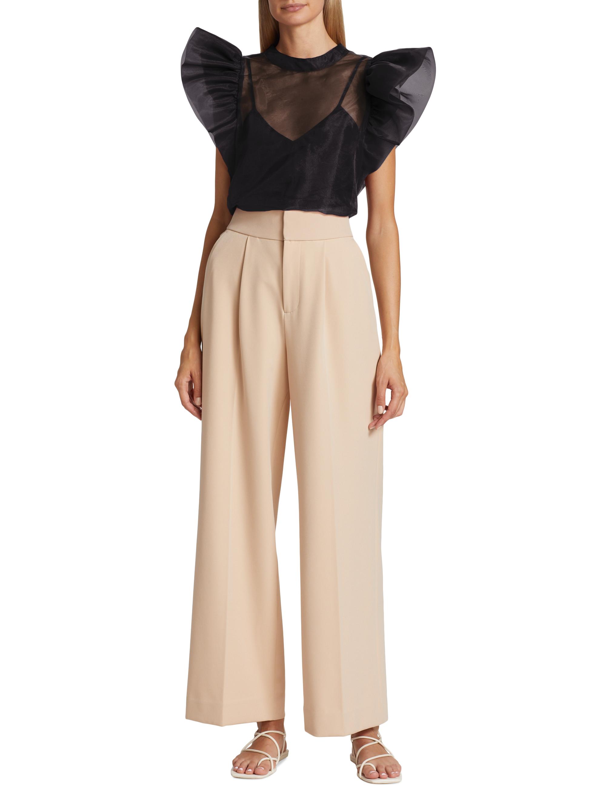 SIMKHAI Women's Corina Ruffled Organza Top - Black - back view in Black