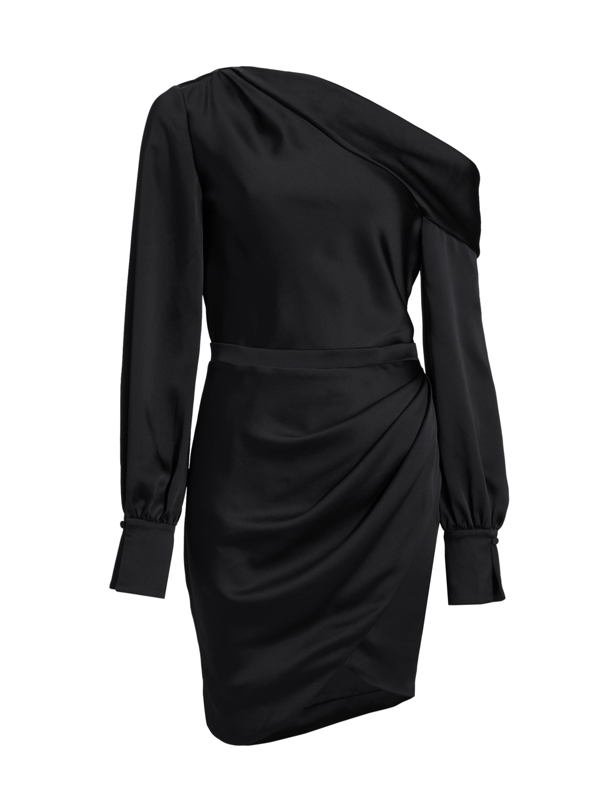 SIMKHAI Women's Asymmetric Satin Wrap-Effect Minidress - Black