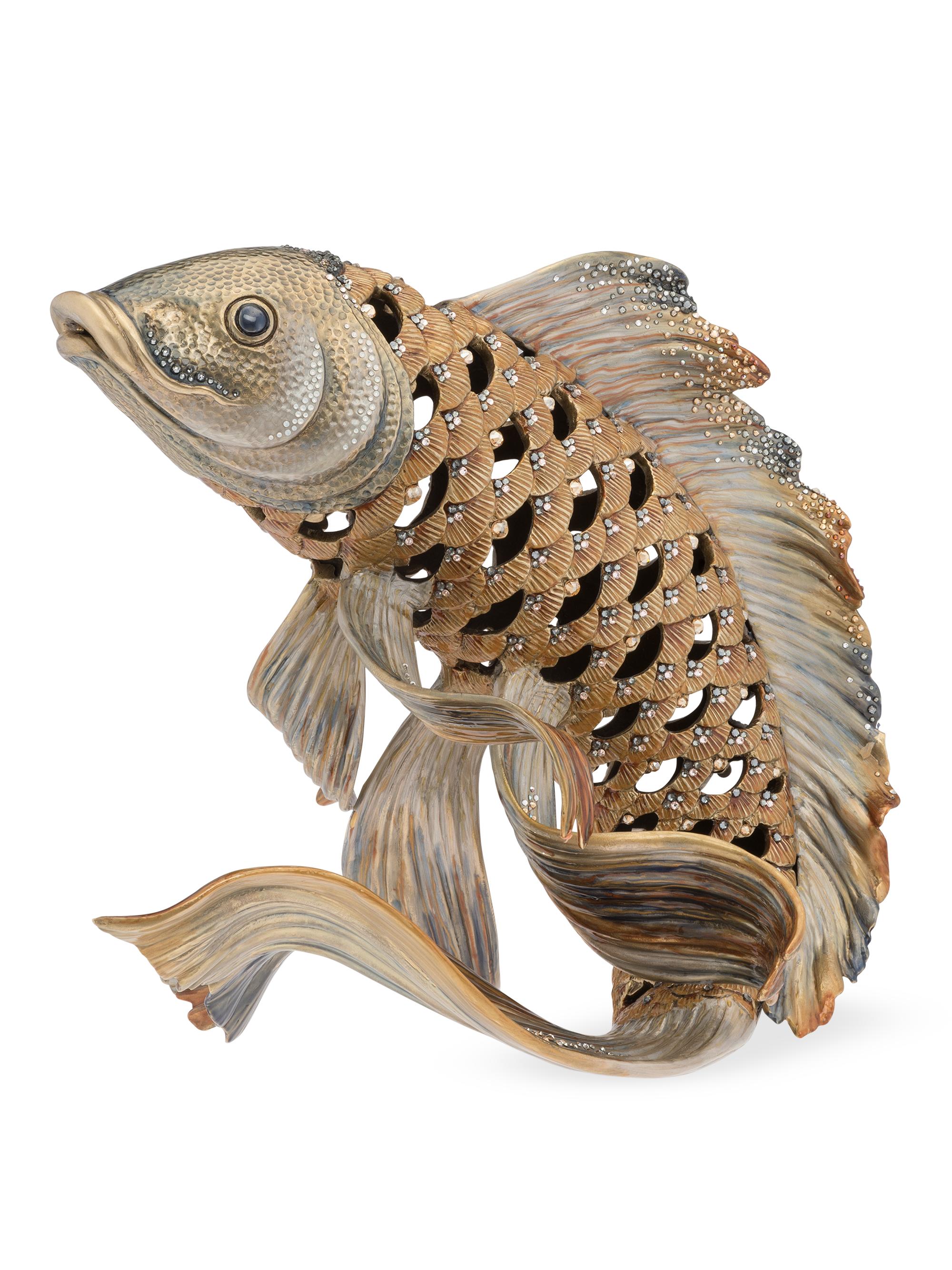 Jay Strongwater Asagi Koi Fish Figurine - Platinum