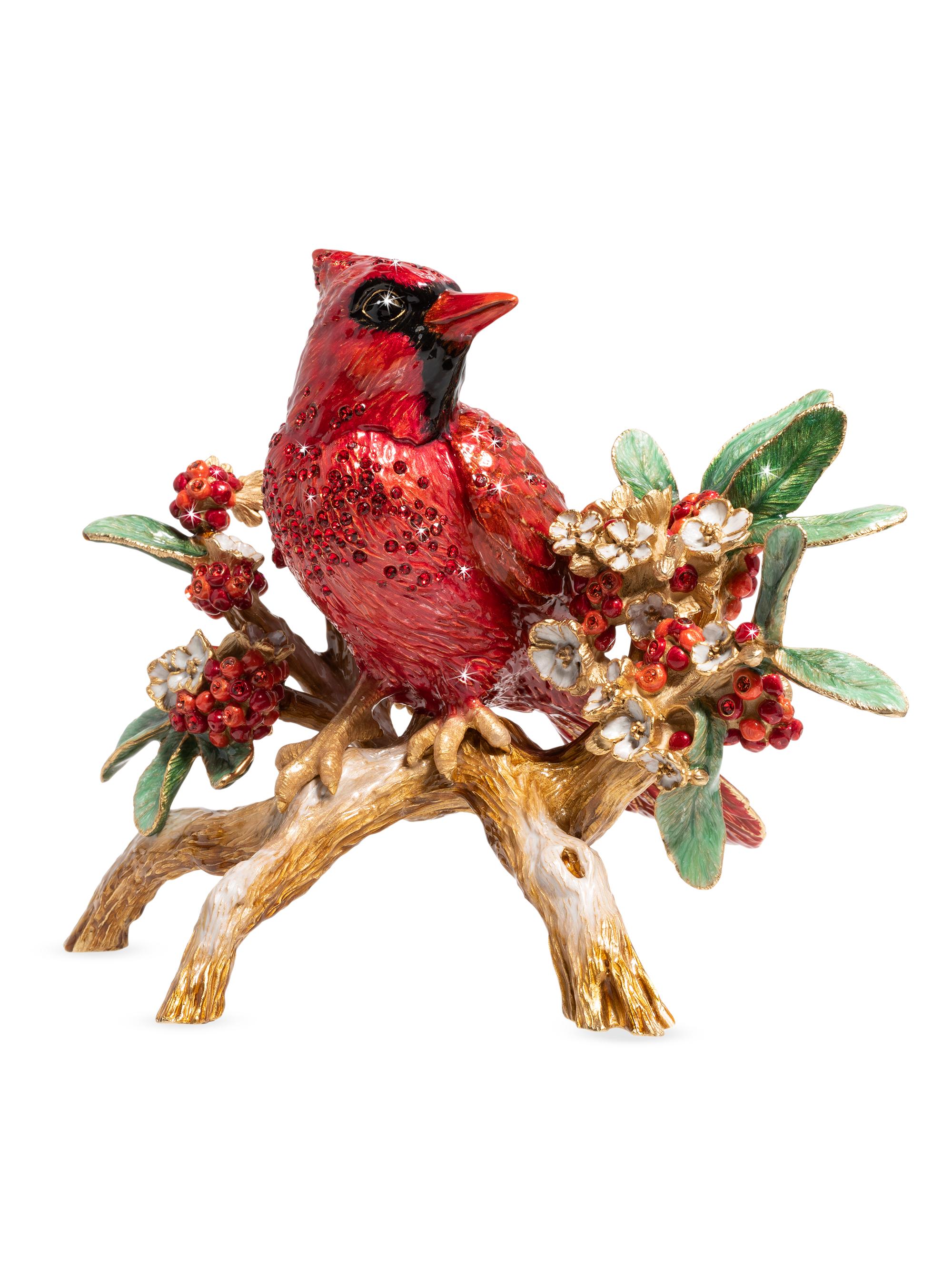 Jay Strongwater Cardinal on Branch Figurine - Natural