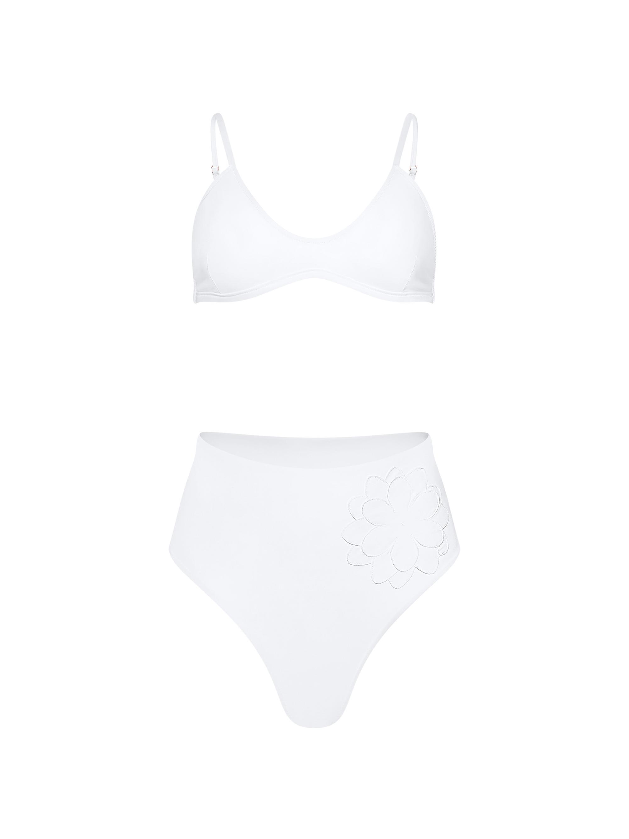 Tabacaru Swim Women's Stella With Floral Applique Swimsuit - White