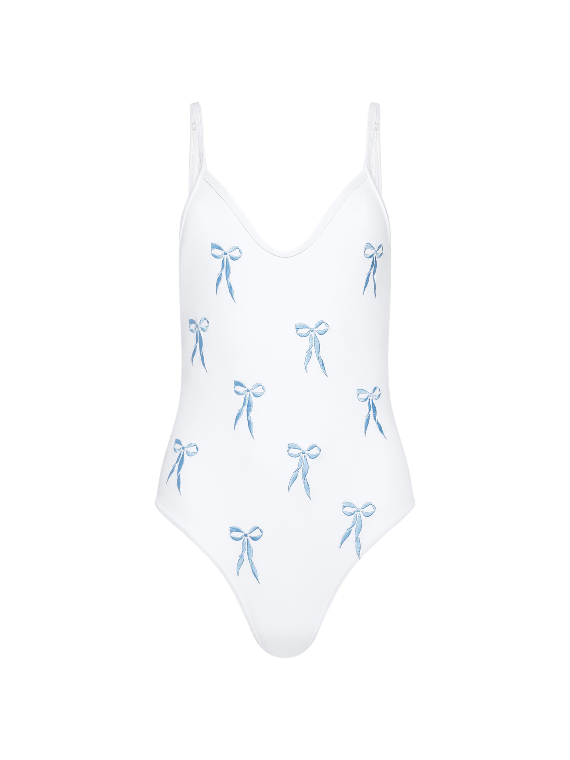 Tabacaru Swim Women's Lauren Embroidered Bows Swimsuit - White