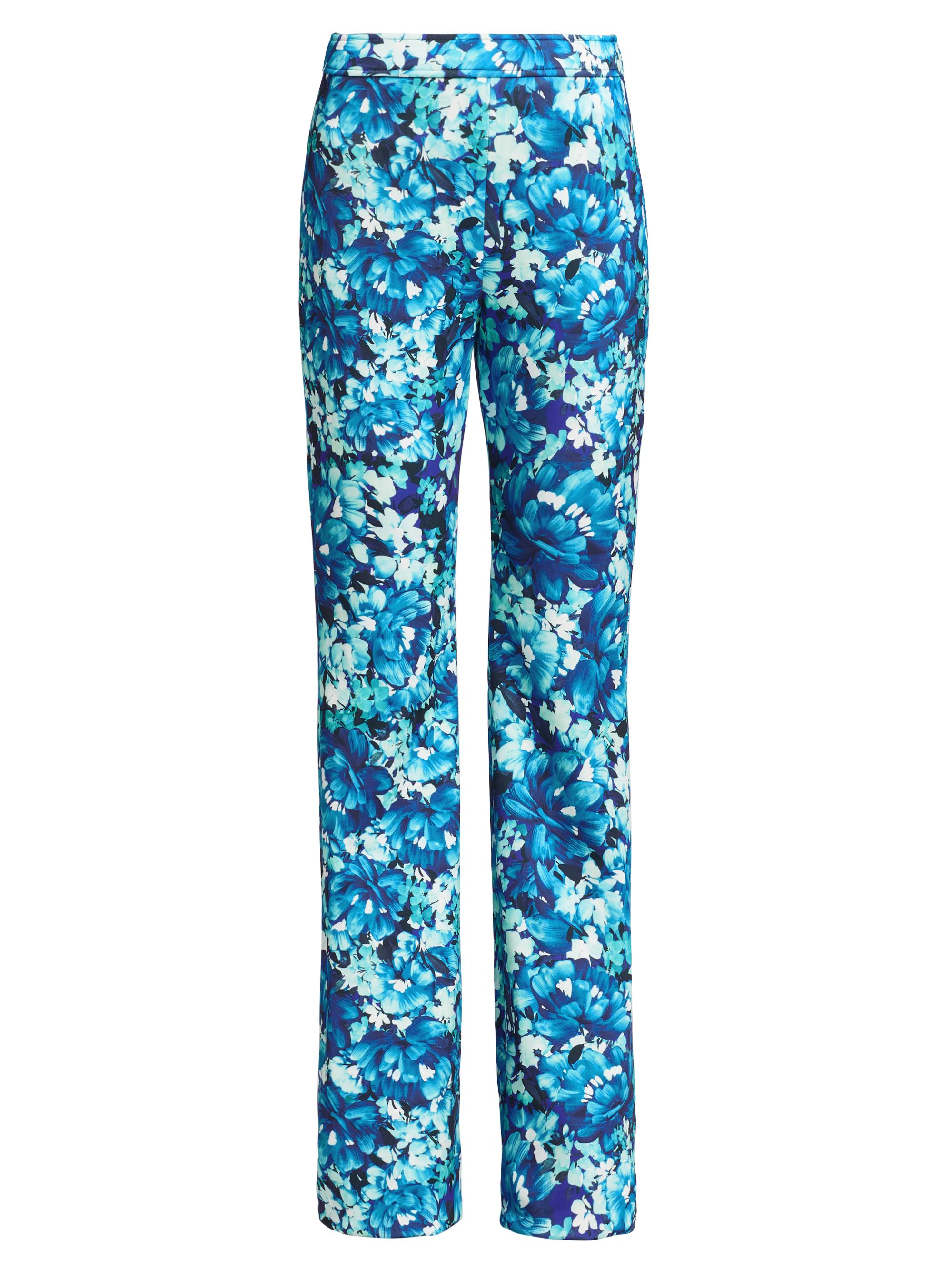 Badgley Mischka Women's Floral Neoprene Straight-Leg Pants - Teal Multi