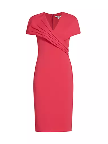 Pleated Stretch Crepe Wrap-Effect Dress