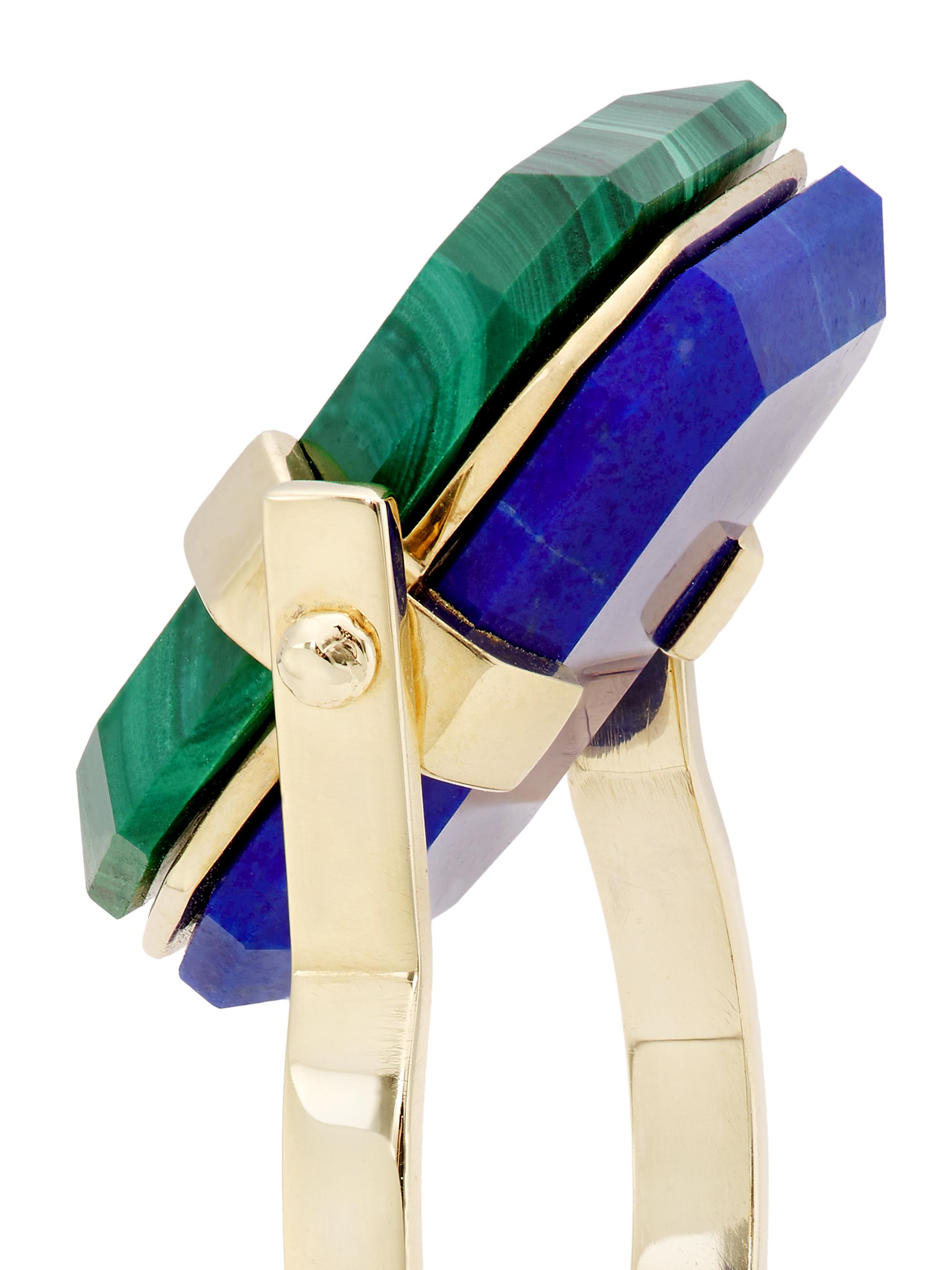 Aliita Deco Sandwich Goldtone, Lapis Lazuli, & Malachite