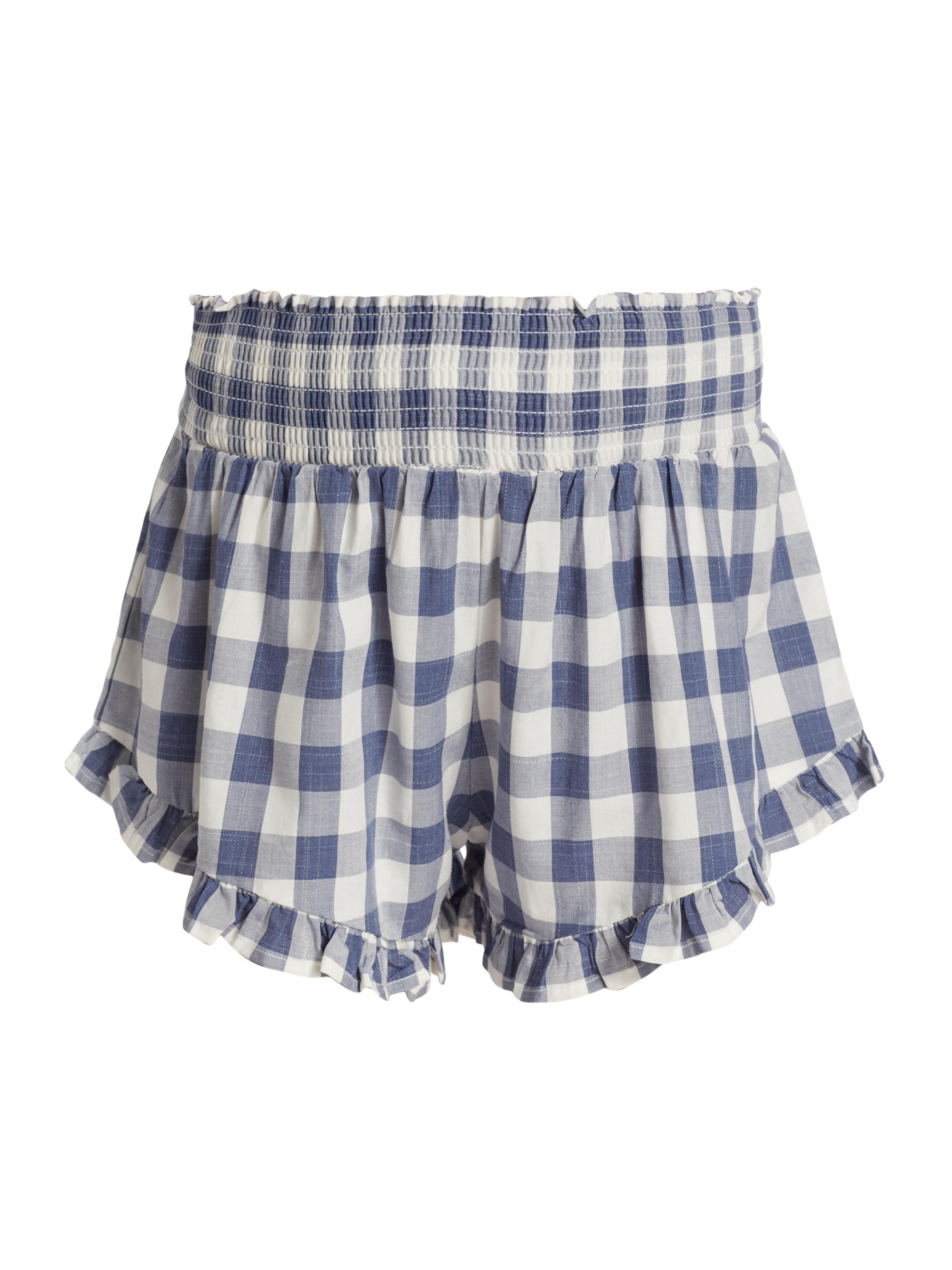 Nom Maternity Women's Fleur Plaid Shorts - Navy And White Plaid