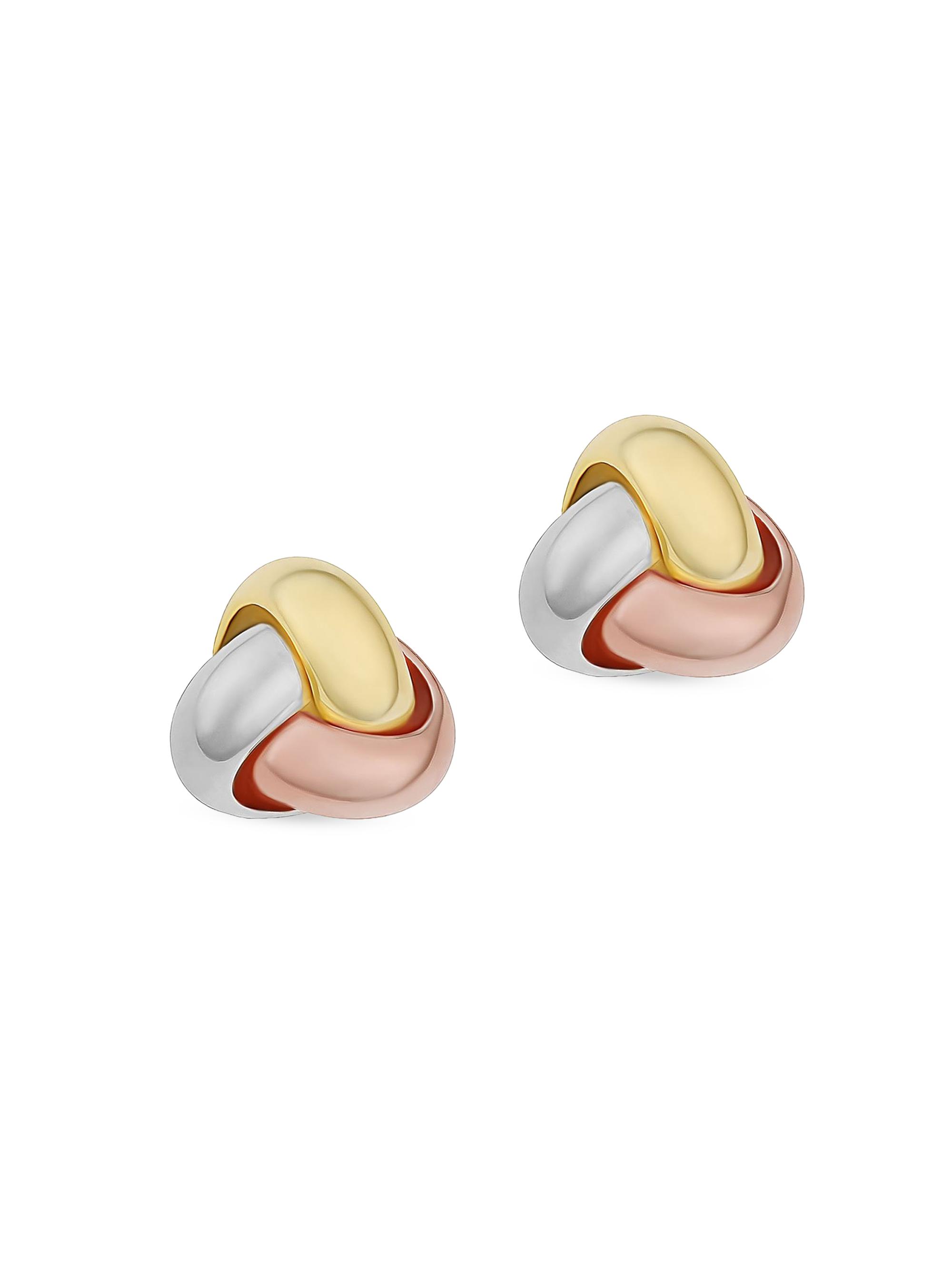Oradina Women's 14K Tricolor Gold Forget Me Knot Studs - Tricolor Gold