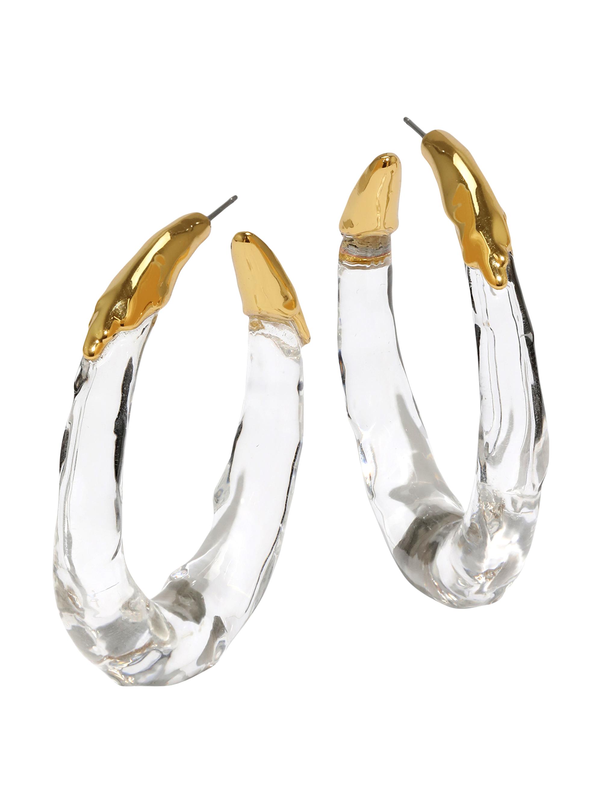 Alexis Bittar Women's Essentials Molten 14K-Gold-Plated & Lucite Hoop Earrings - Clear