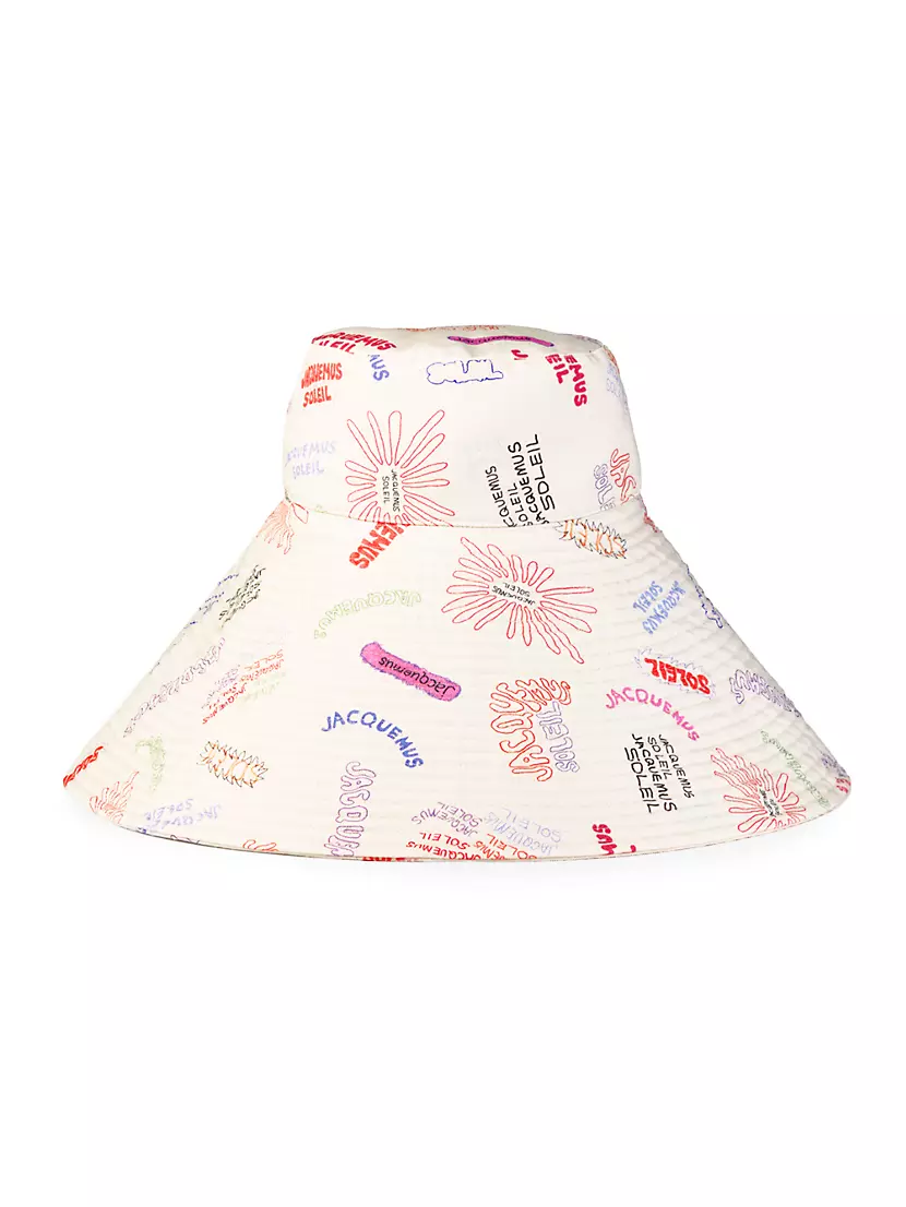 Shop Jacquemus Lagrima Printed Wide-Brim Bucket Hat