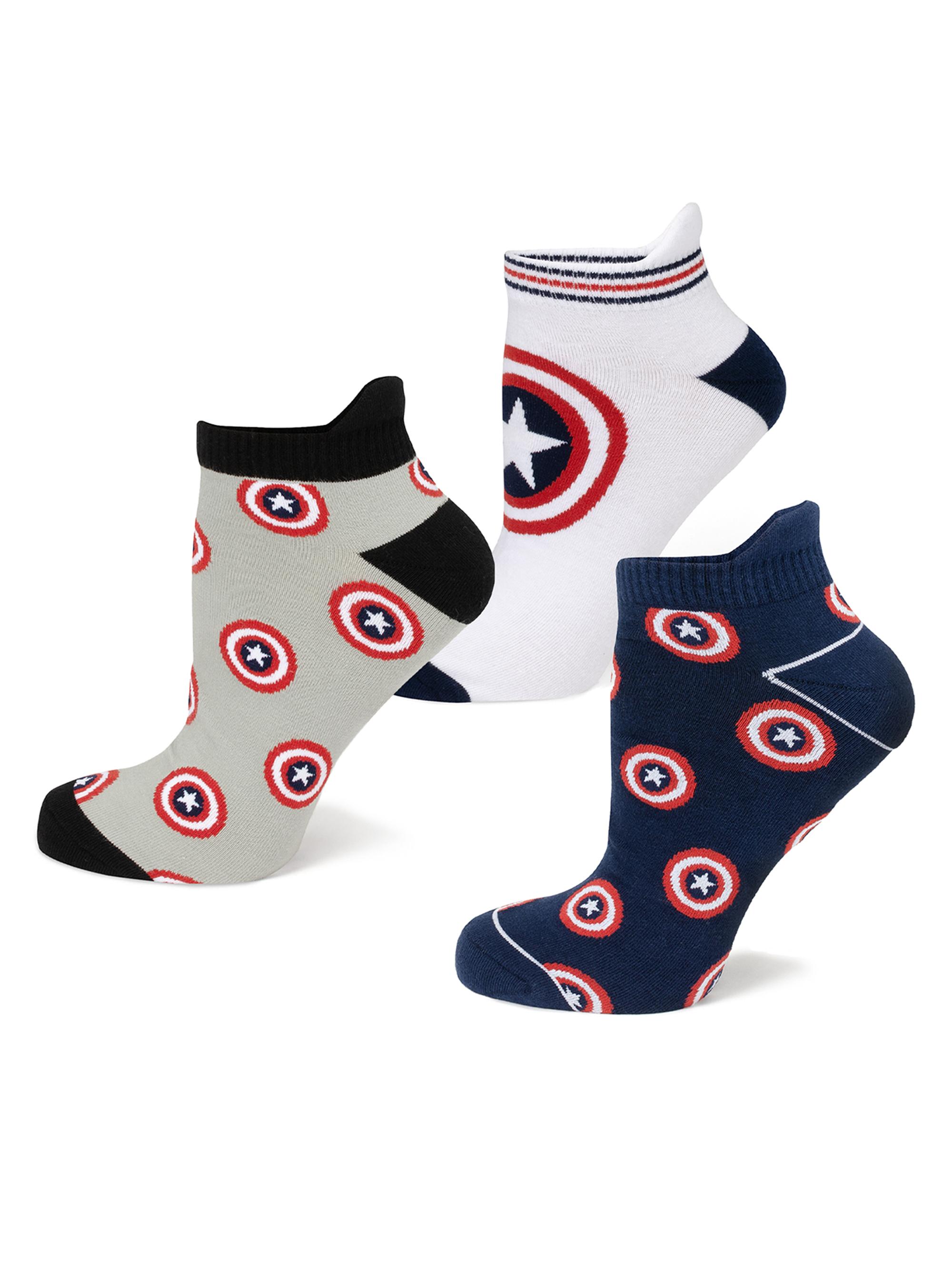 Cufflinks, Inc. Men's 3-Pair Captain America Ankle Socks