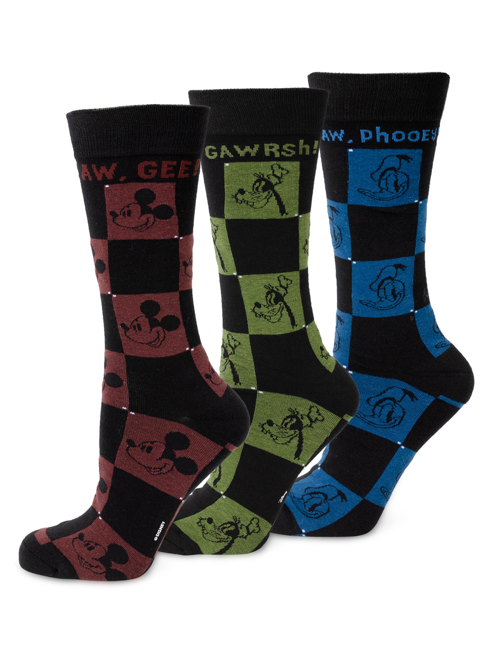 Cufflinks, Inc. Men's 3-Pair Mickey and Friends Checked Socks
