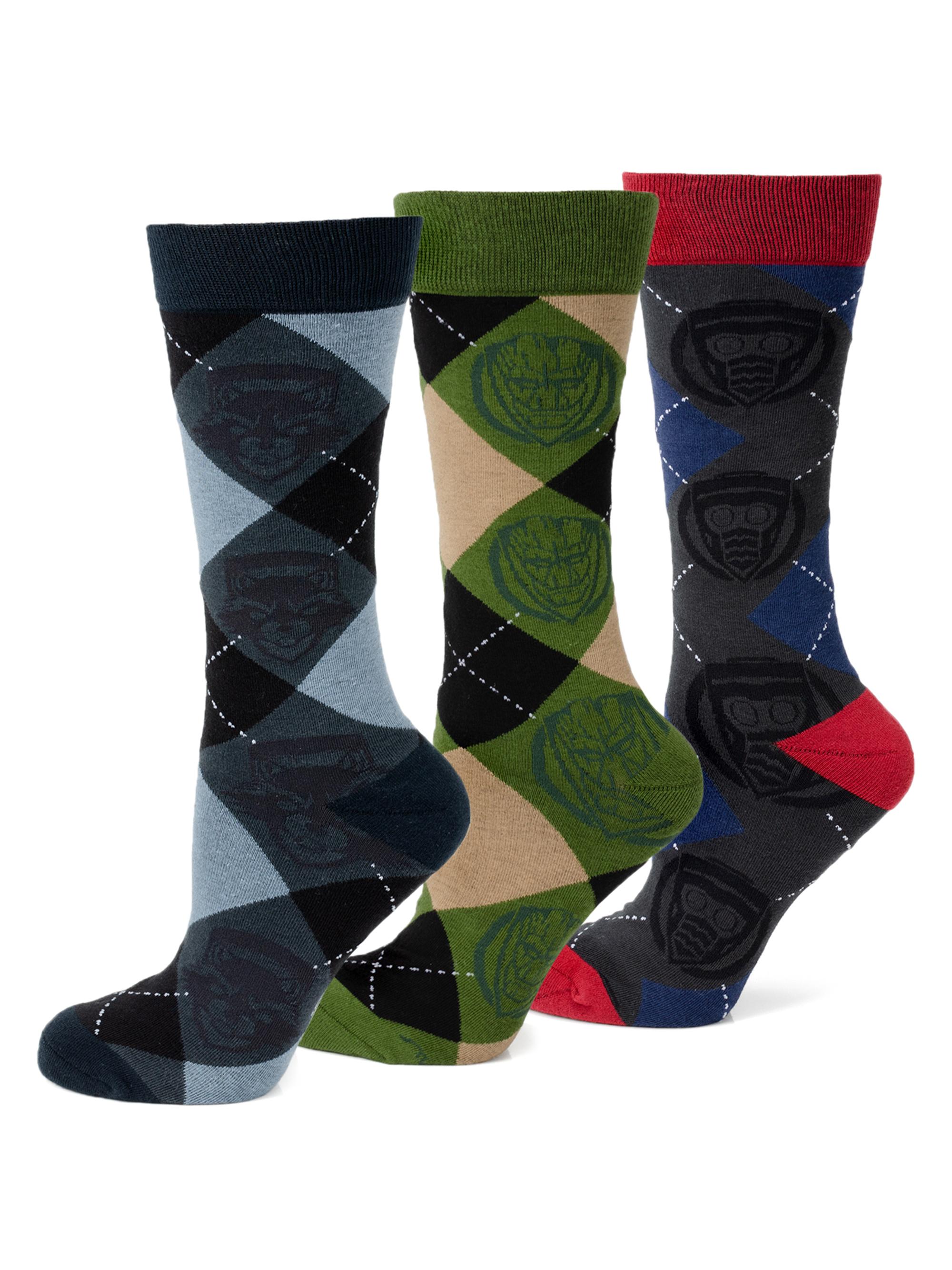 Cufflinks, Inc. Men's 3-Pair Guardians of the Galaxy Argyle Socks