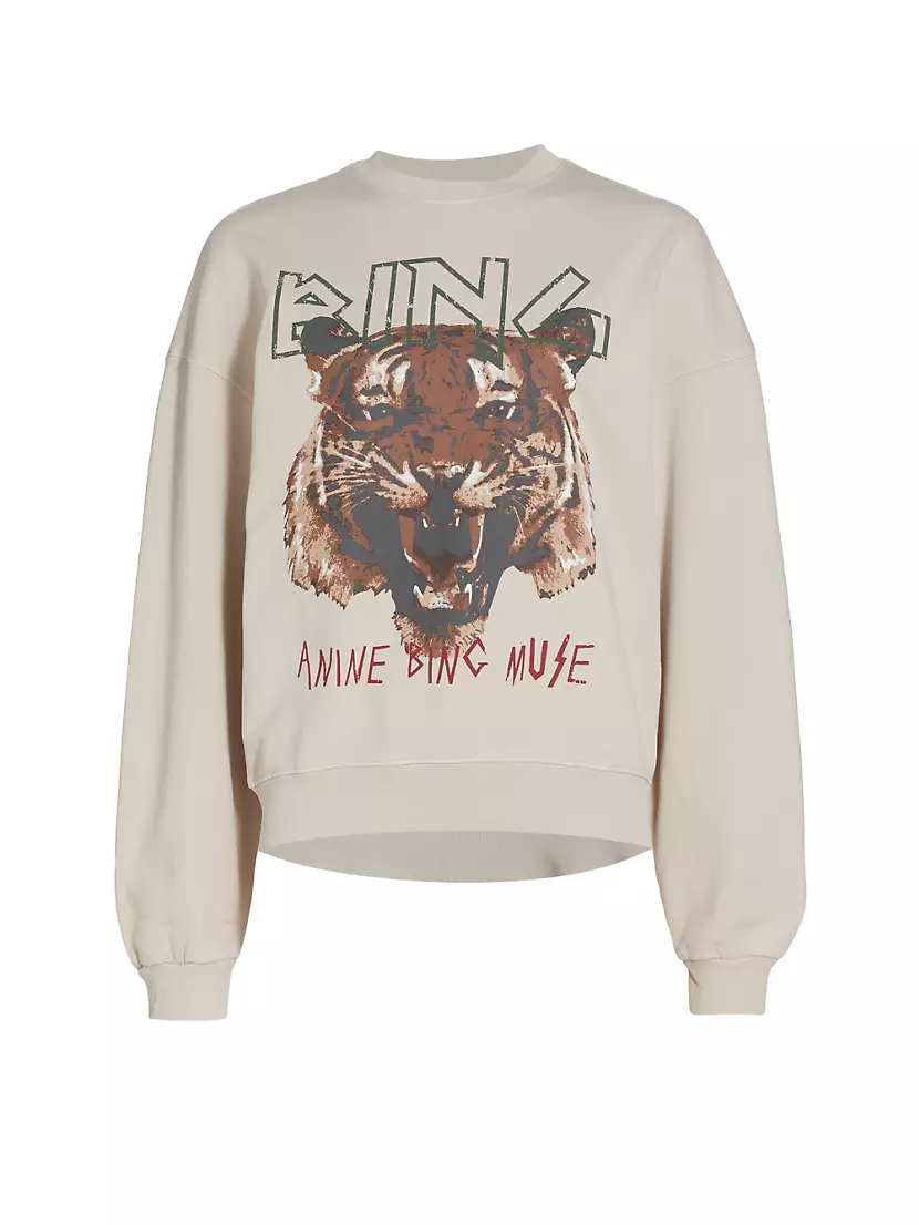 The best selling Tiger Sweatshirt in Stone by Anine Bing has been