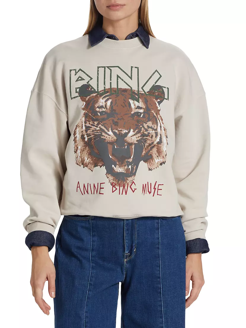 Anine Bing - Tiger Sweatshirt in Stone