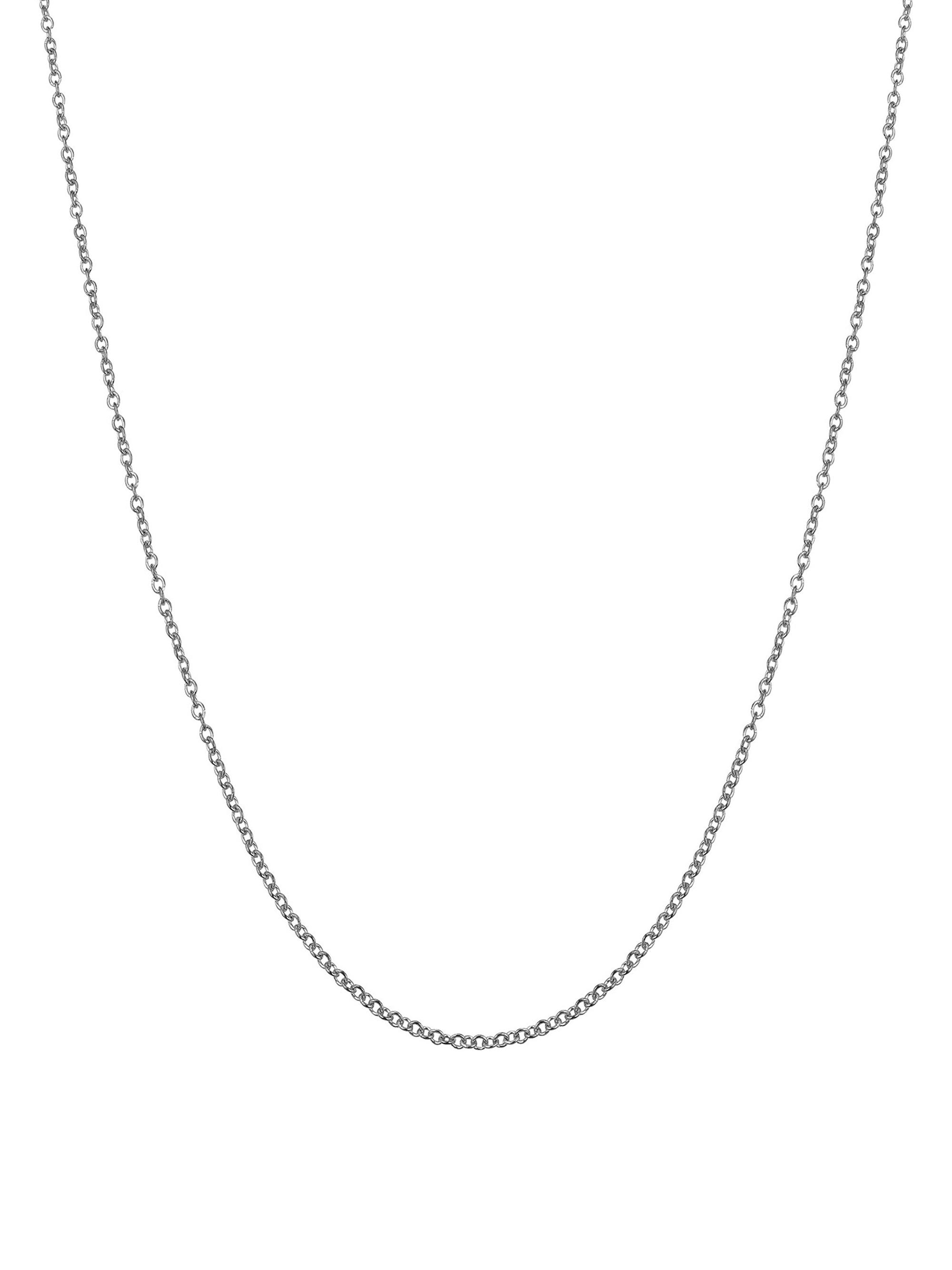 Oradina Women's 18K White Solid Gold Rimini Rolo Chain - White Gold