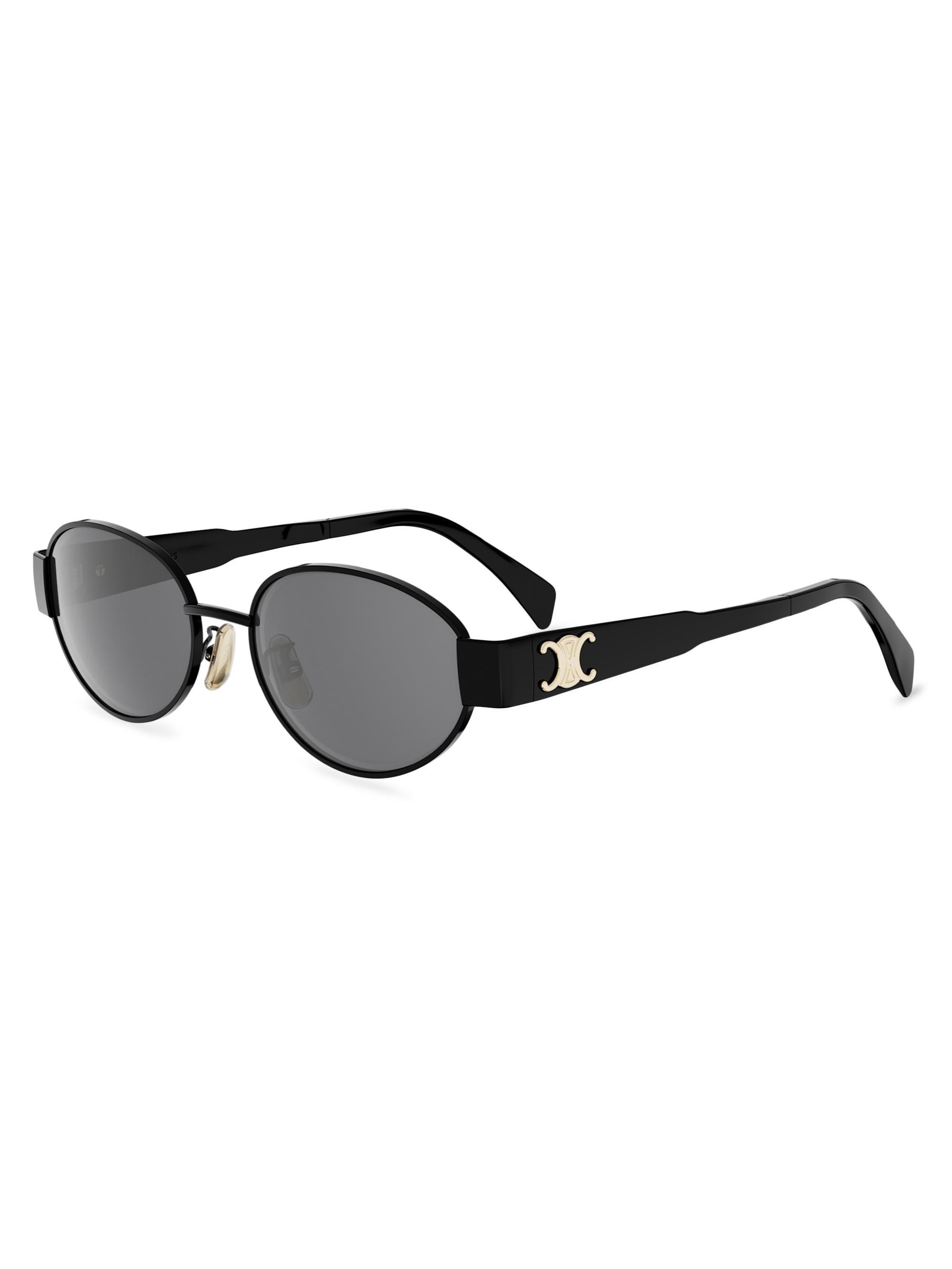 CELINE Men's Triomphe 54MM Oval Sunglasses - Shiny Black Smoke