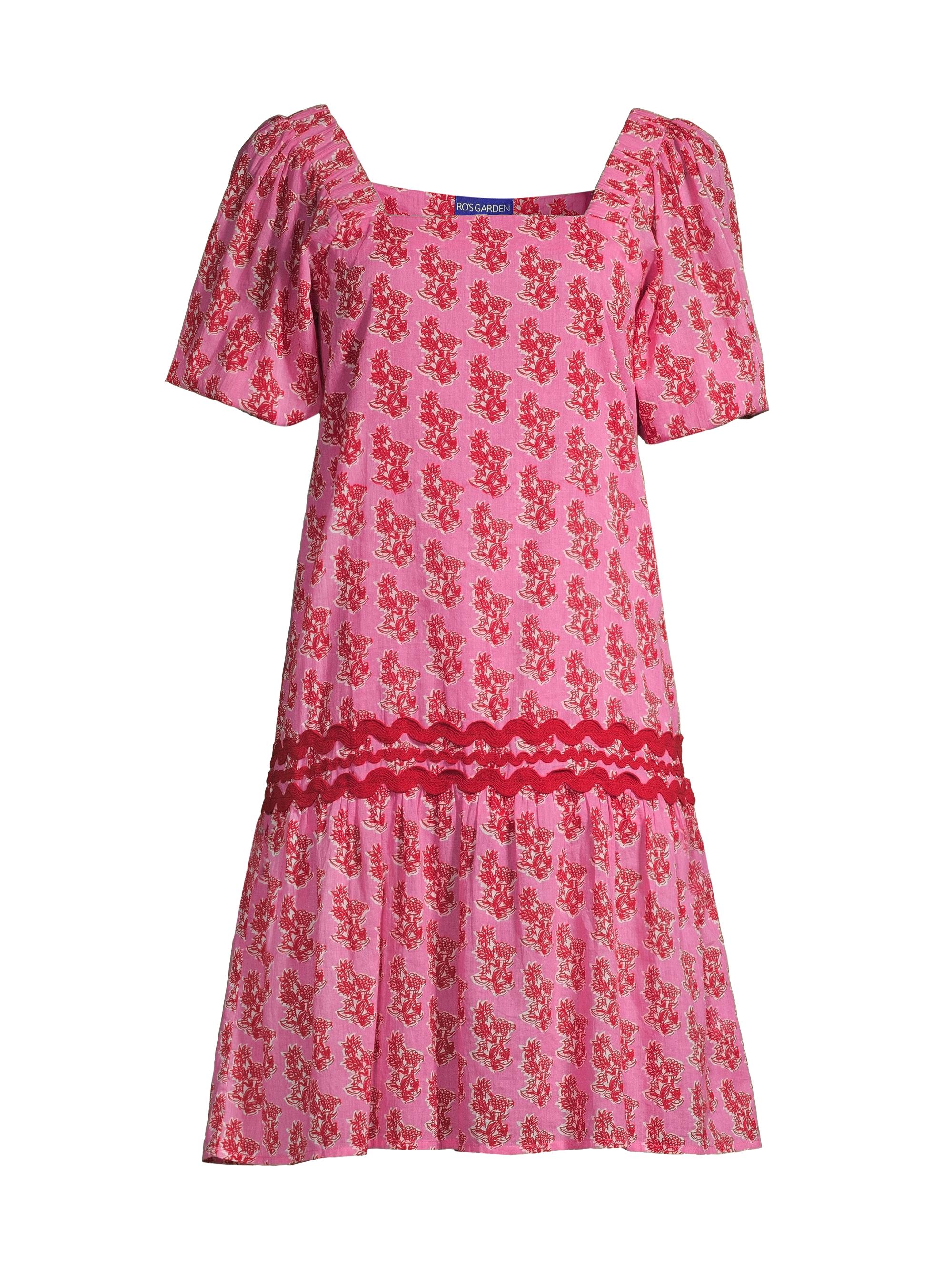 Ro's Garden Women's Hamilton Sqaure-Neck Minidress - Pink Red Multi