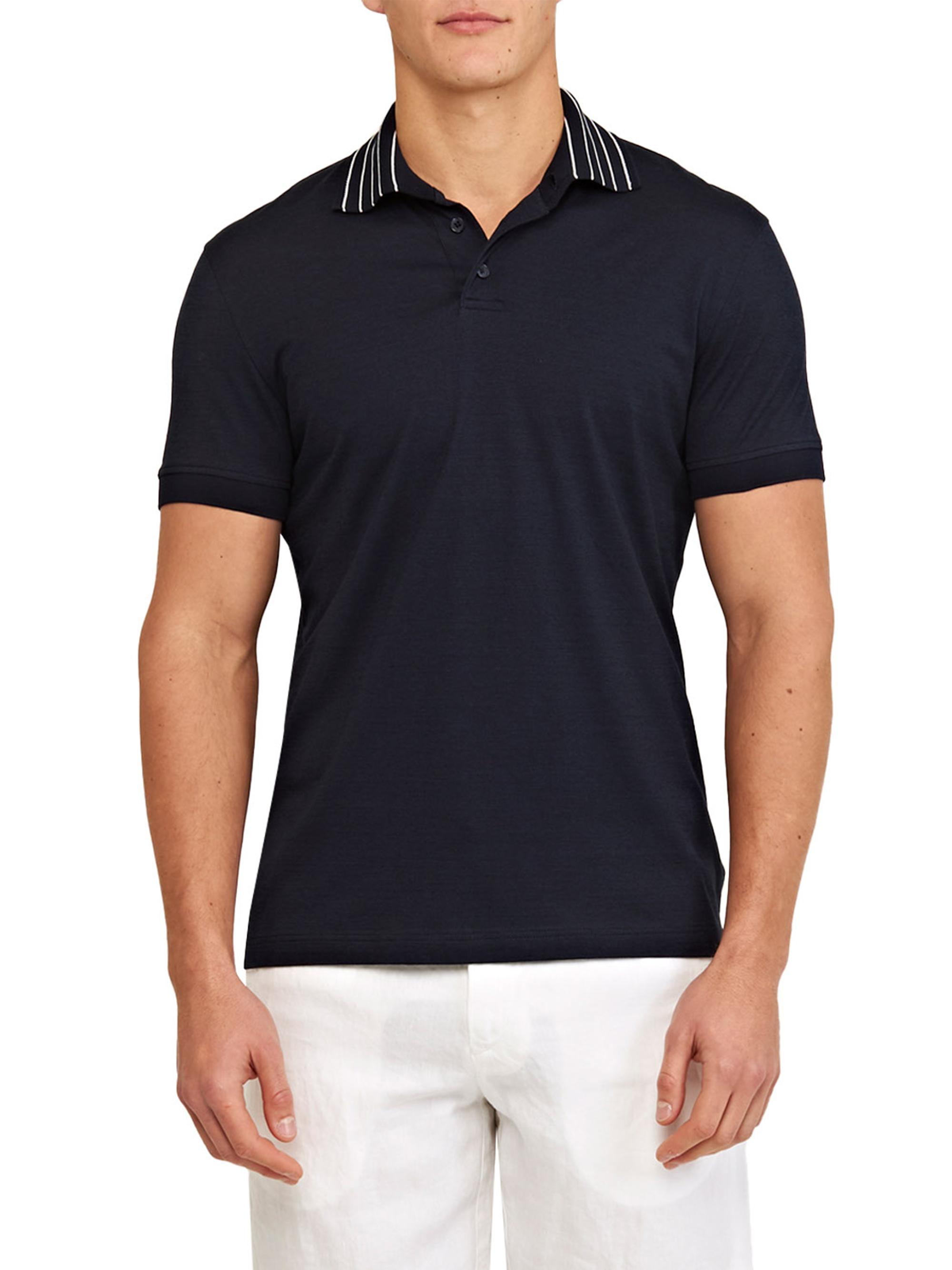 Orlebar Brown Men's Dominic Stripe Rib-Knit Polo Shirt - Night Iris
