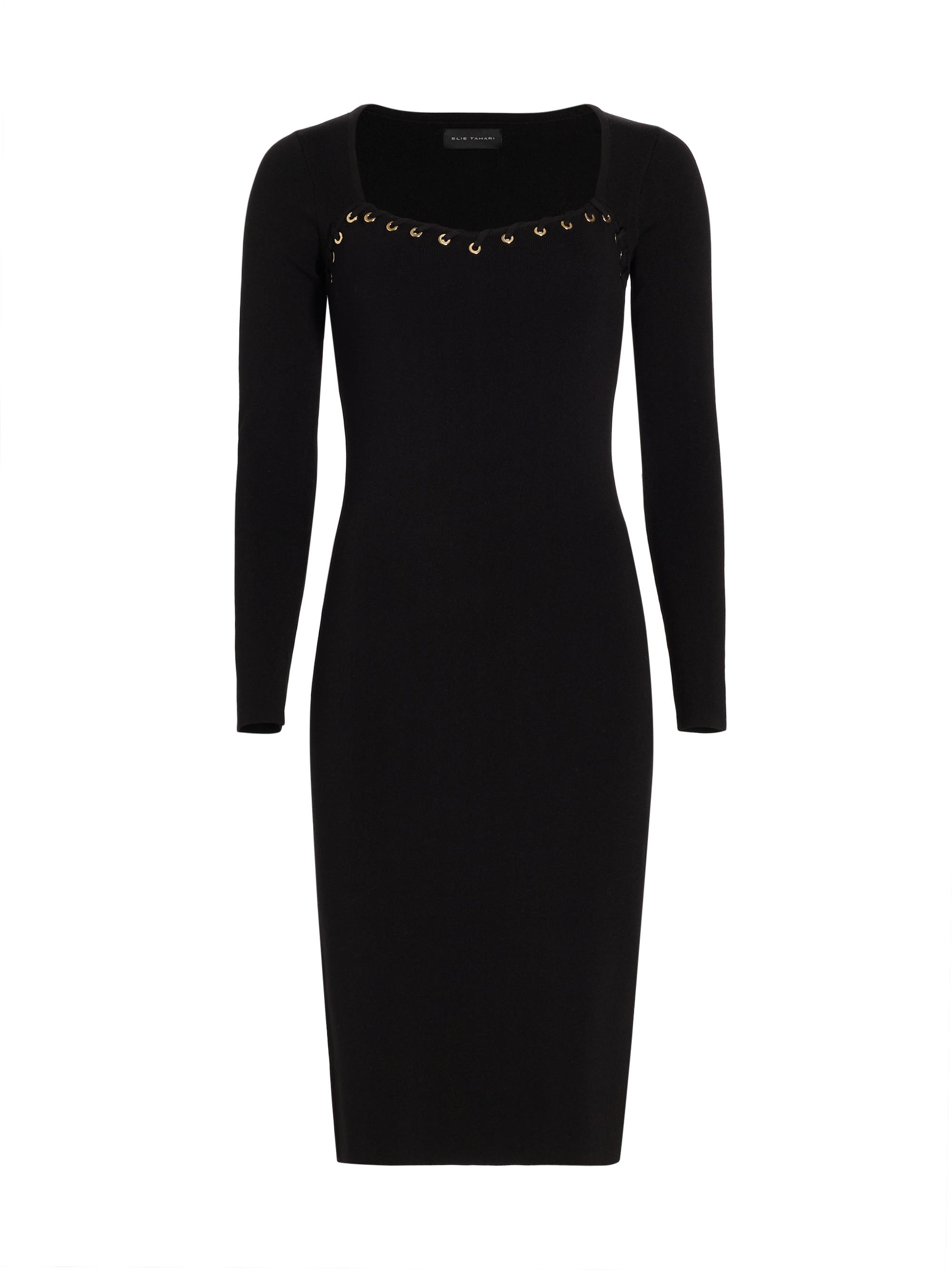 Elie Tahari Women's Metal-Loop Embellished Body-Con Dress - Noir