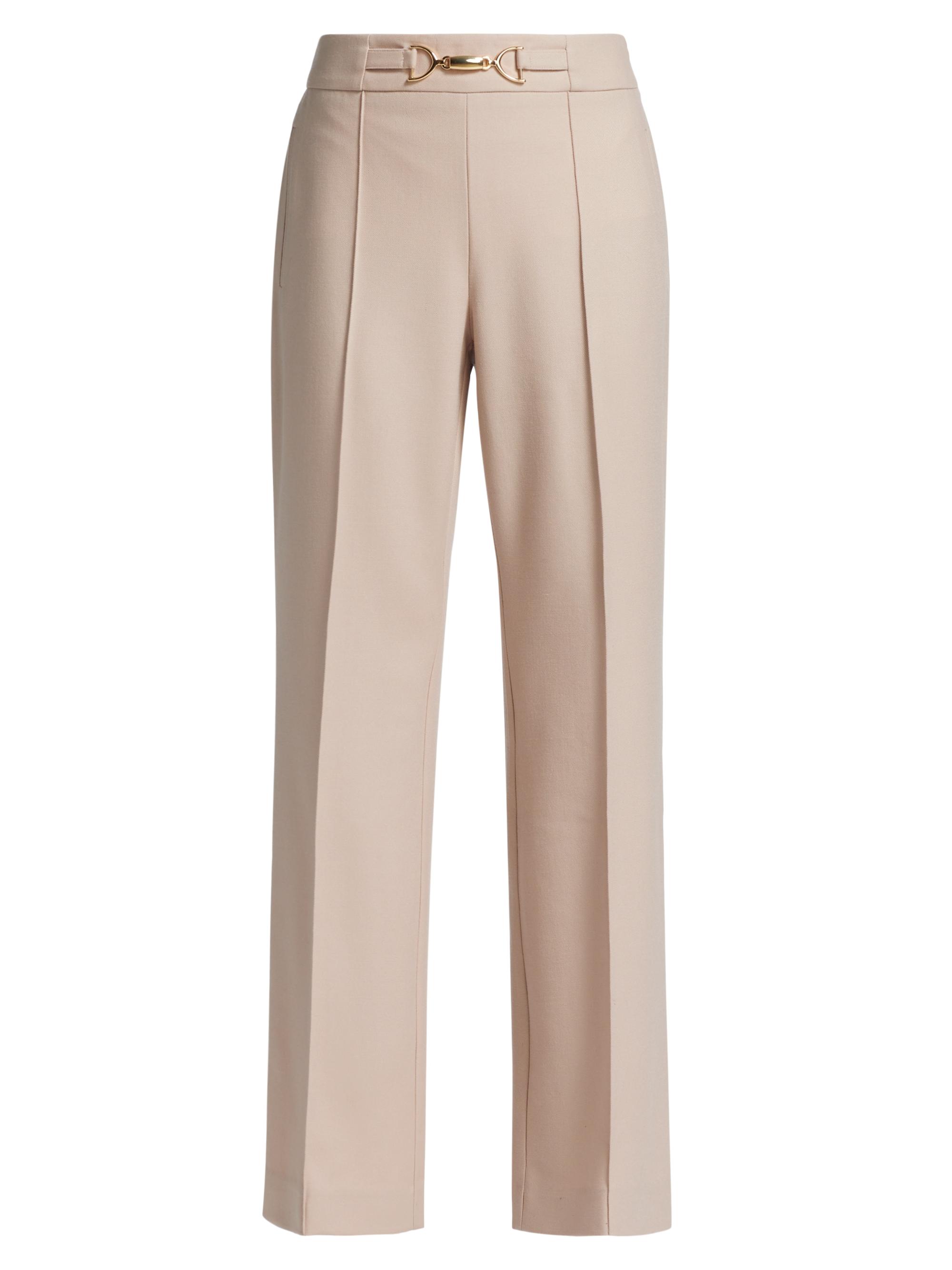 Elie Tahari Women's Wool Pleated Flare-Leg Pants - Zinc
