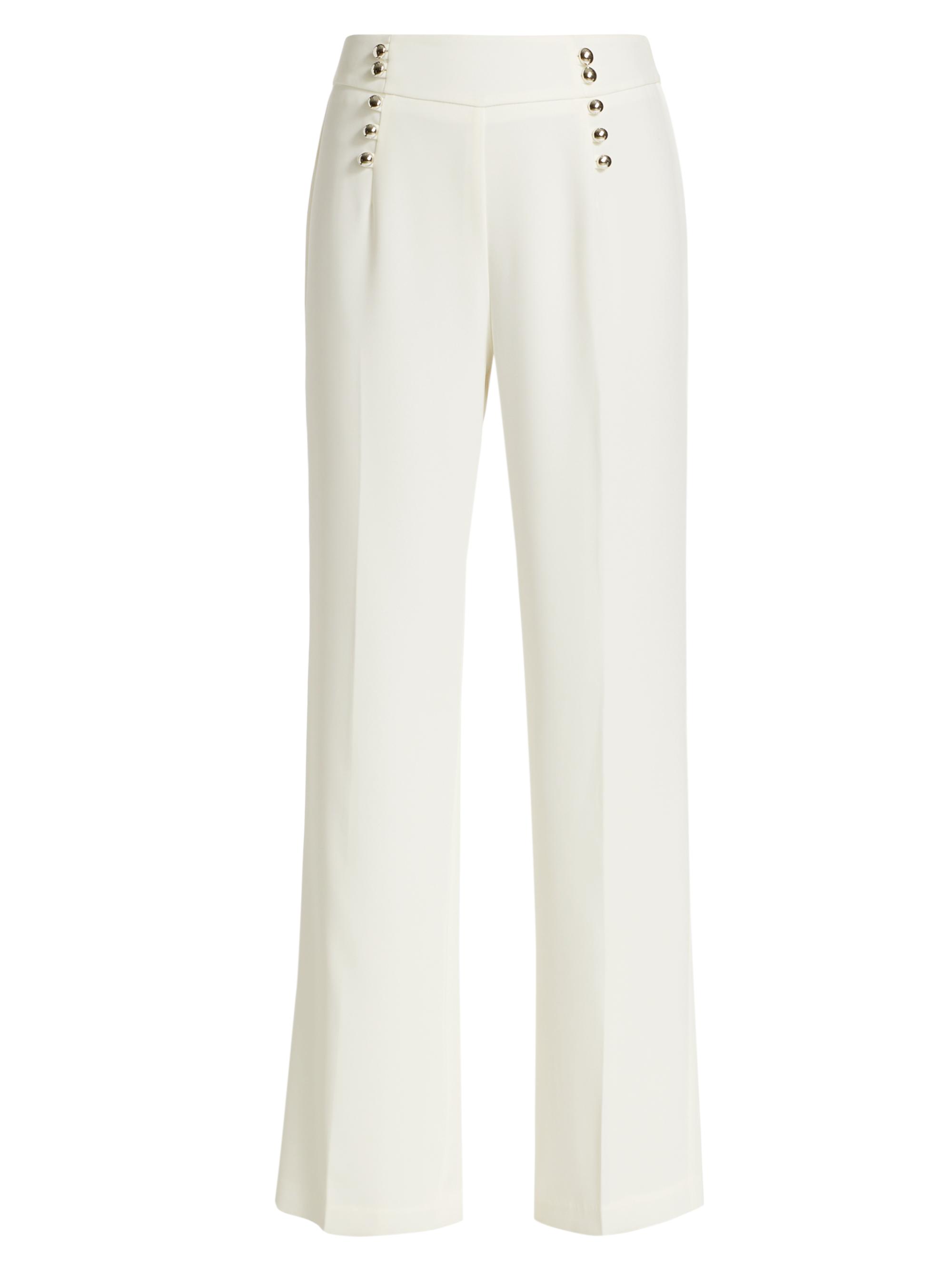 Elie Tahari Women's Button-Embellished Crepe Straight-Leg Trousers - Sky White